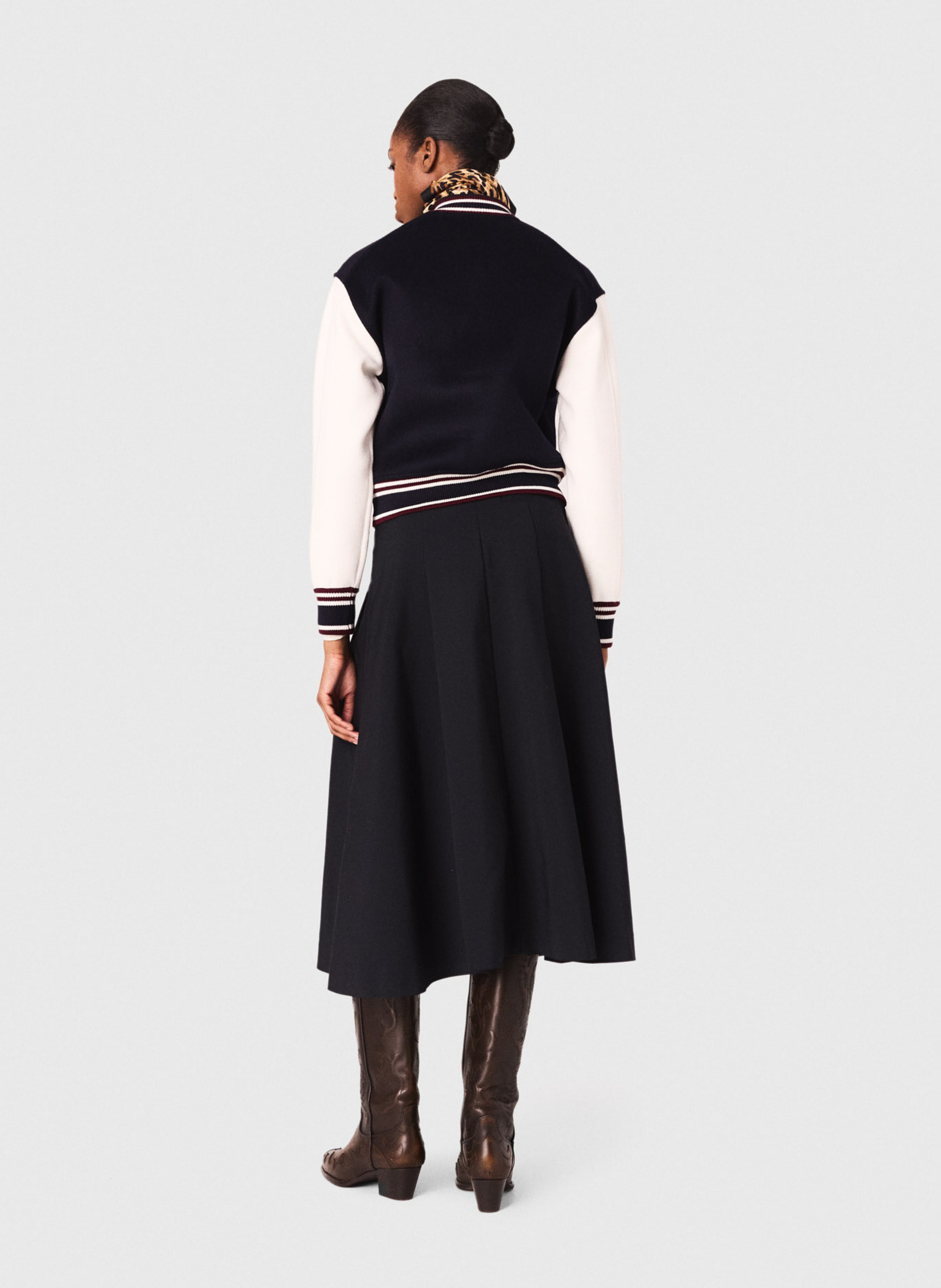 Round neck wool jacket MAJE Blue