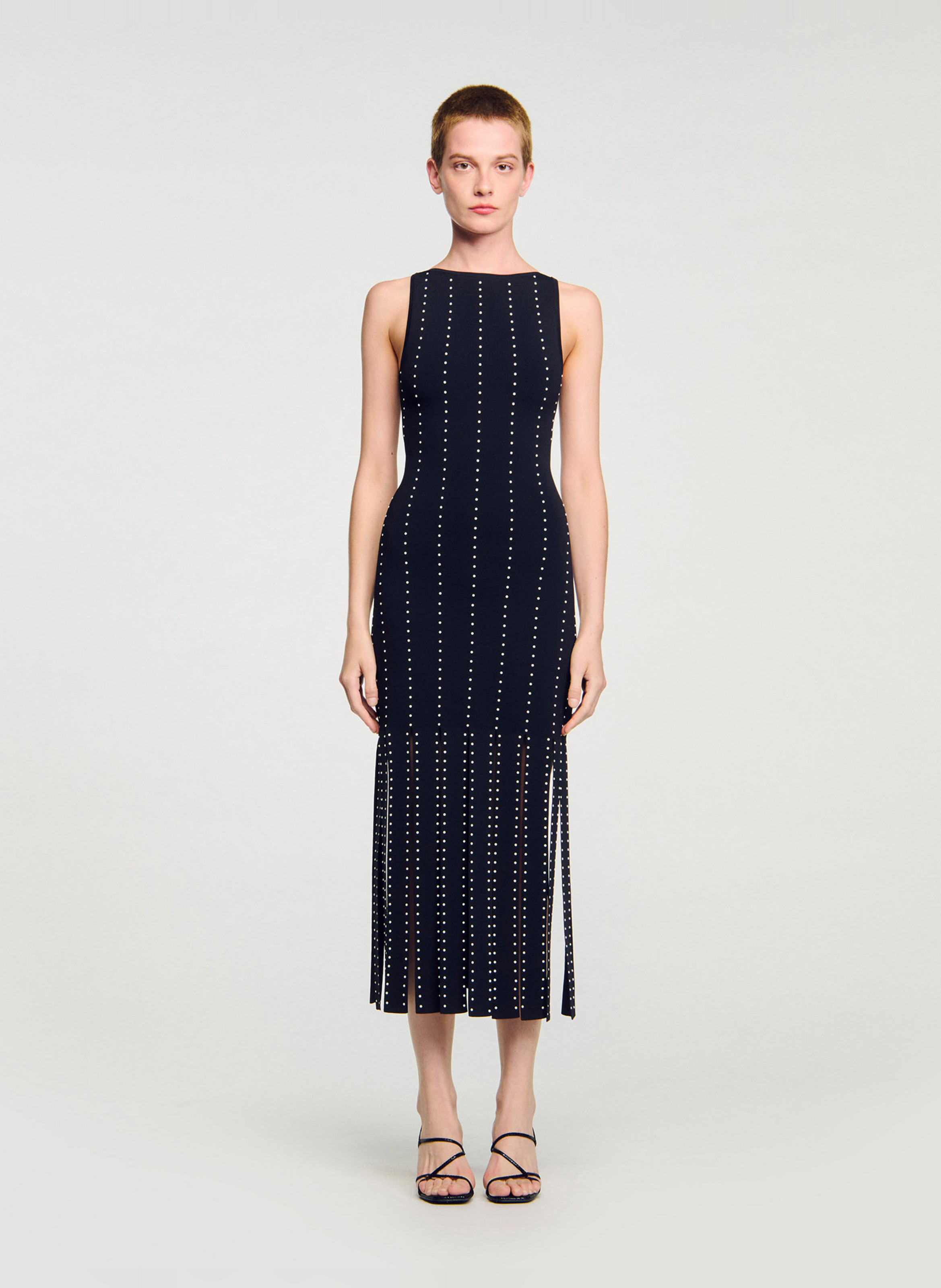 Halflange jurk met boothals SANDRO Zwart