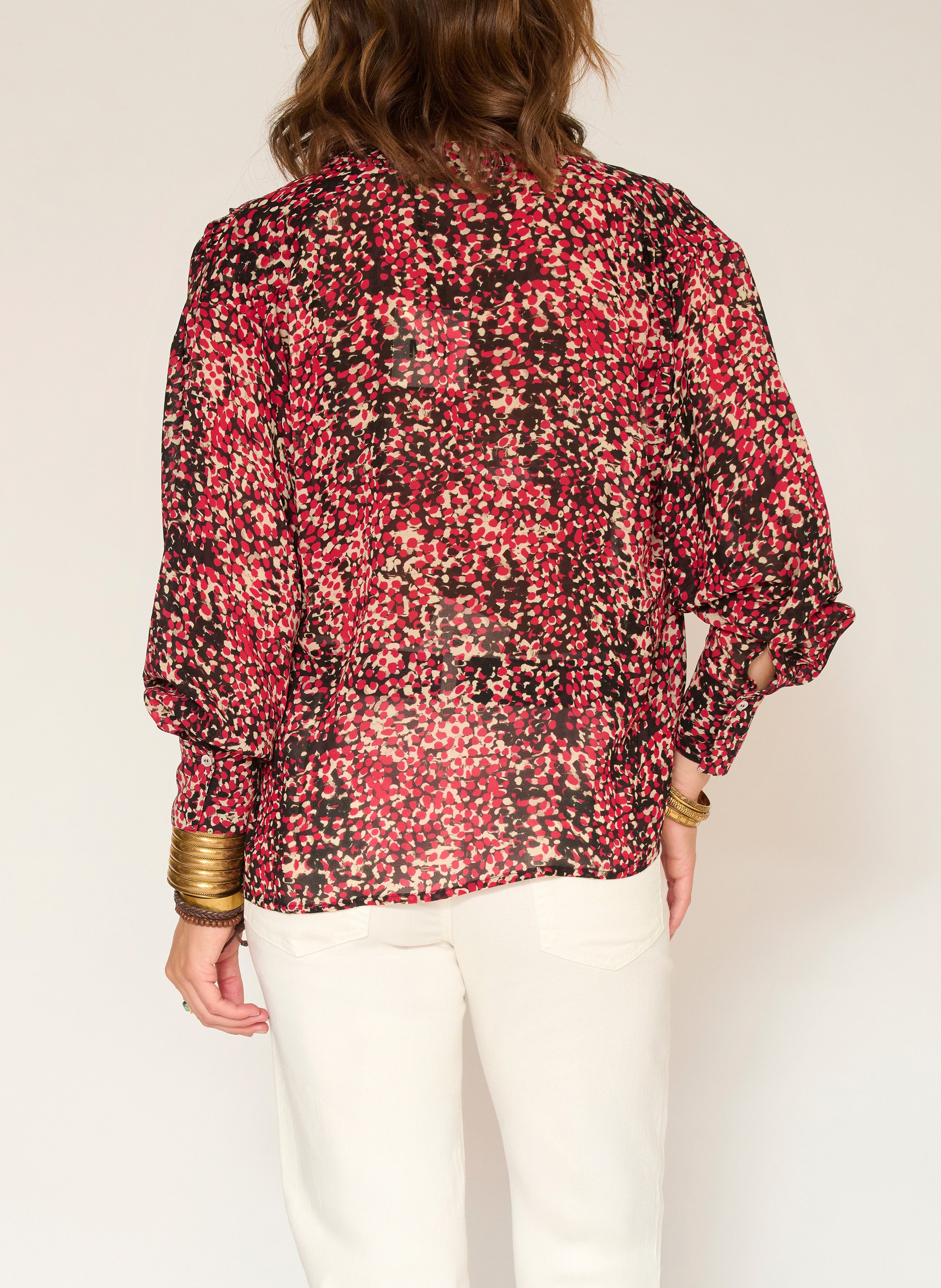 Oversize Bluse mit V-Ausschnitt, fließend MKT Rot