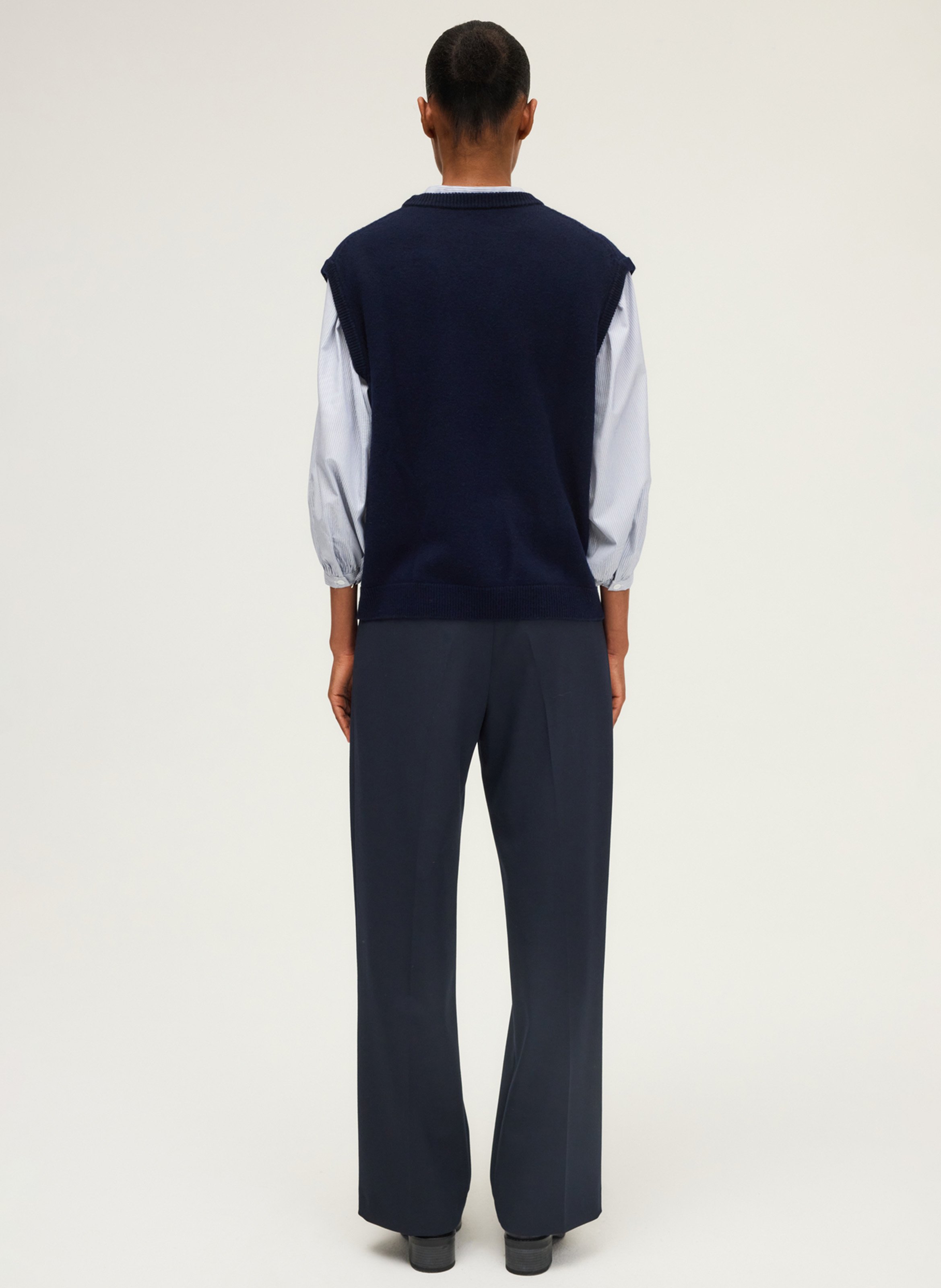 Pull sans manches col rond en laine PABLO Bleu