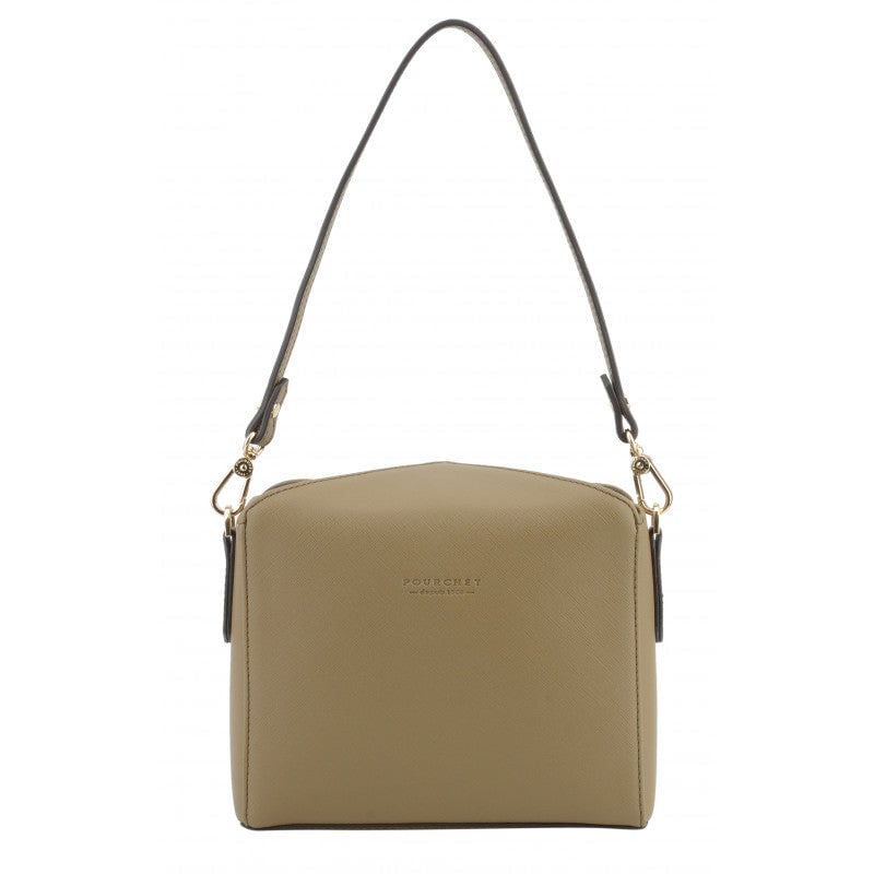 Shoulder bag - coated grain POURCHET Brown