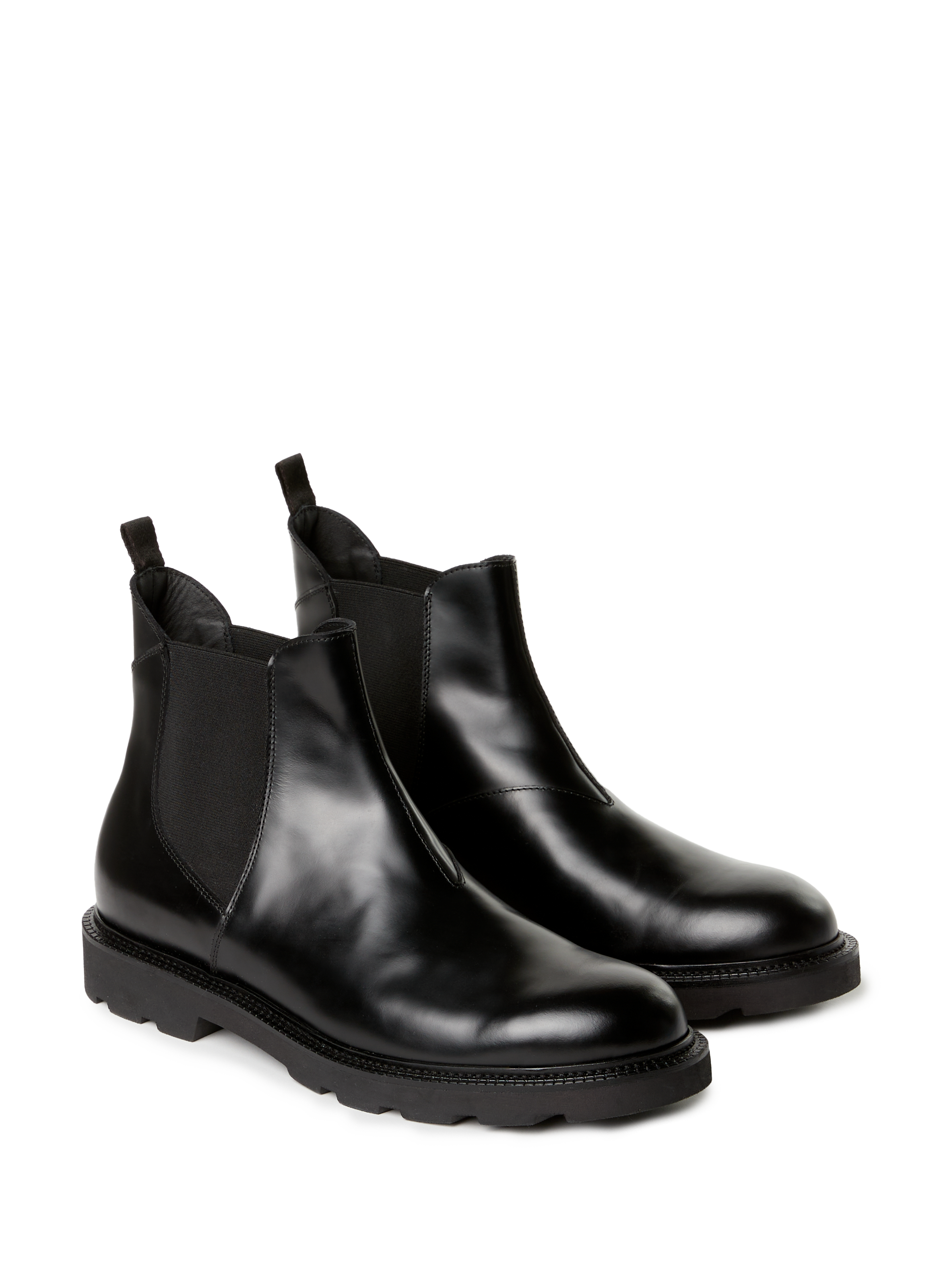 Plain leather elastic ankle boots SAISON 1865 Black