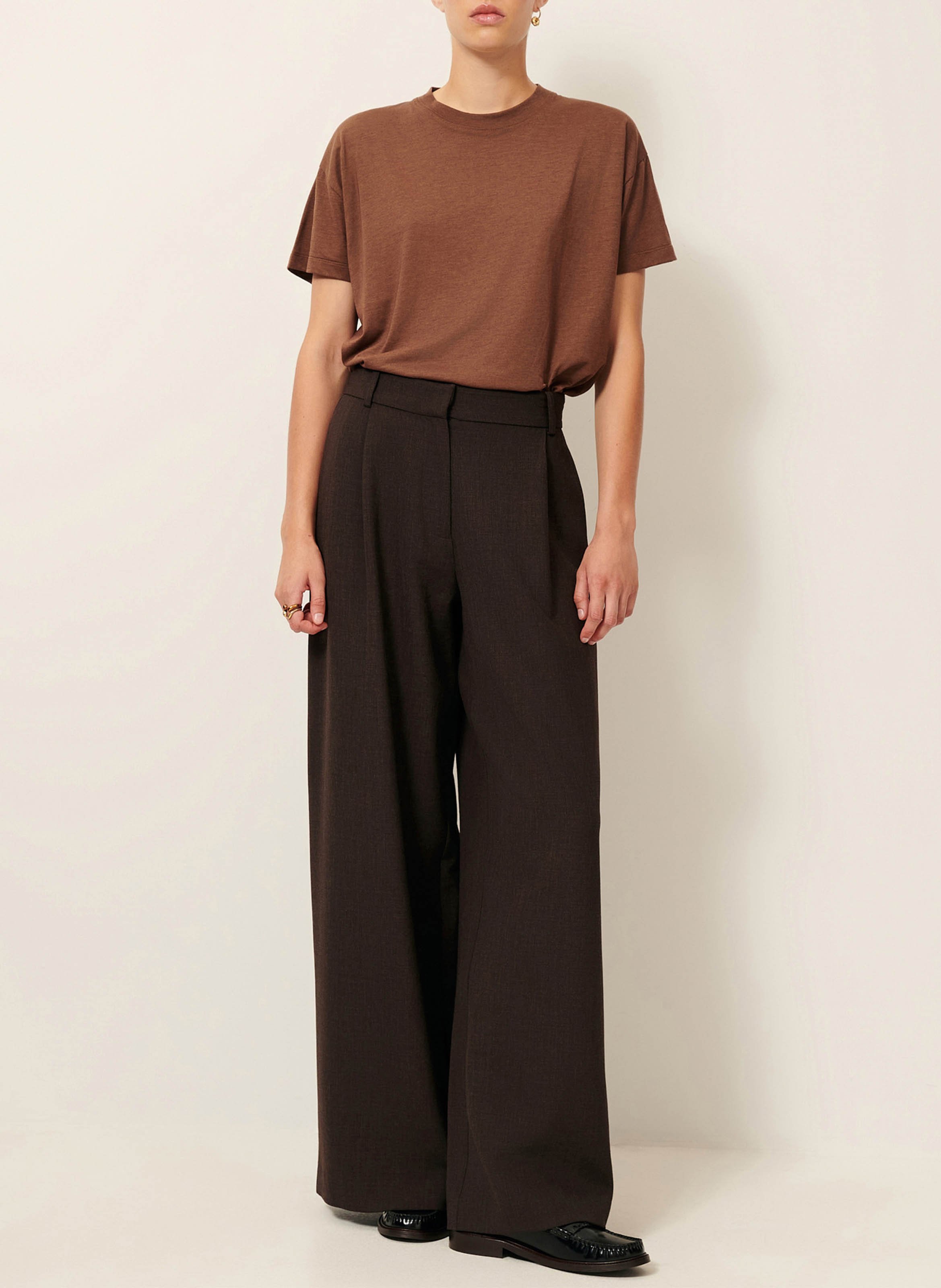 Round-neck oversized T-shirt SESSUN Brown