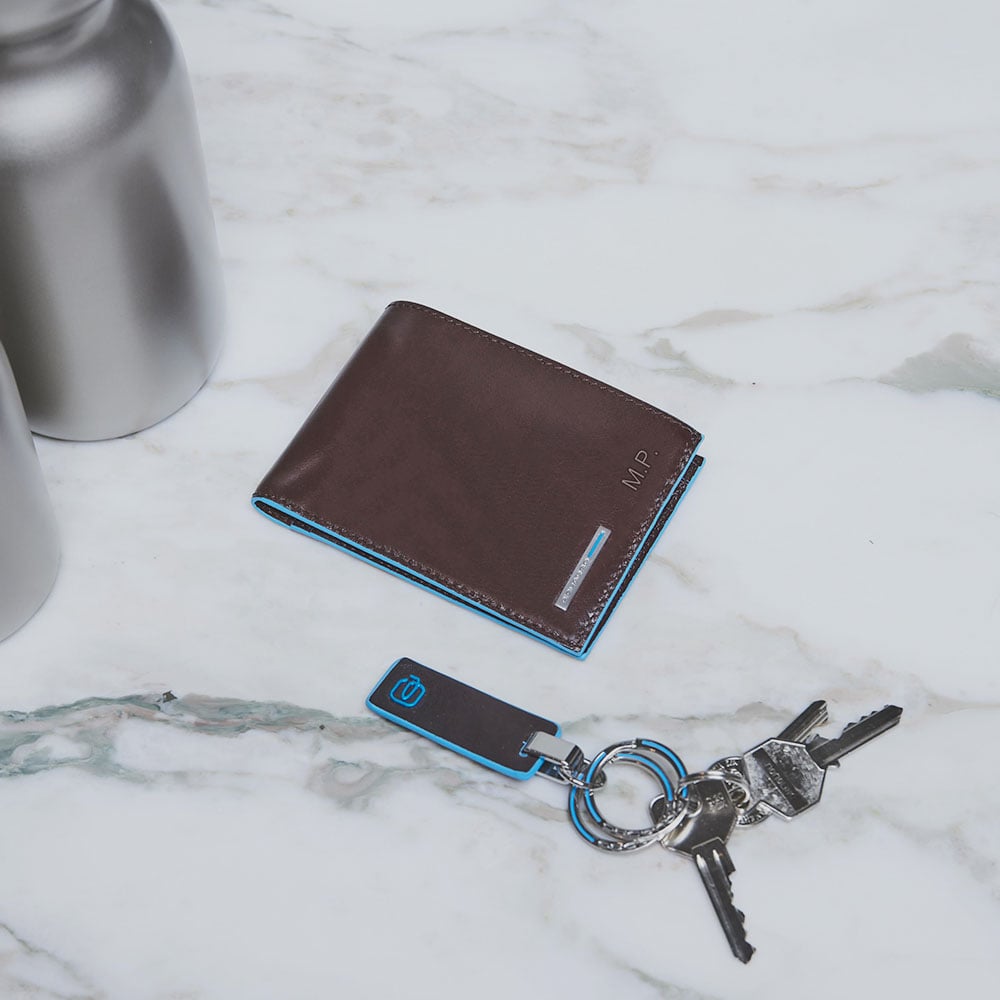 Leather keychain with two rings PIQUADRO Black