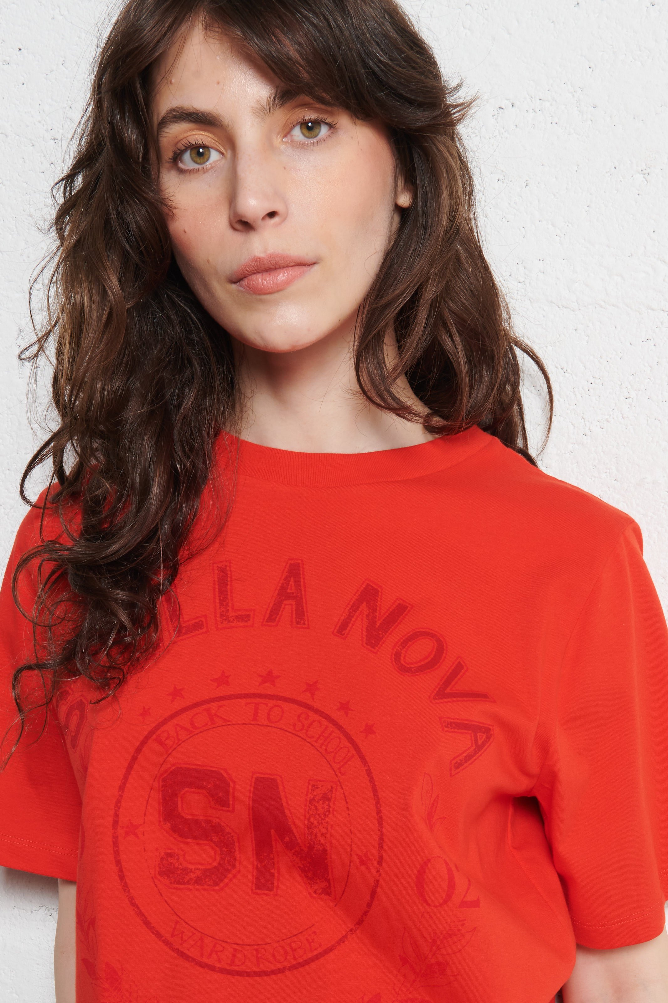 Tee-shirt droit col rond en coton STELLA NOVA Rouge