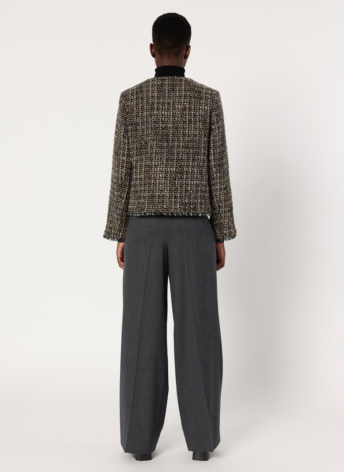 Veste col rond en tweed GERARD DAREL Marron