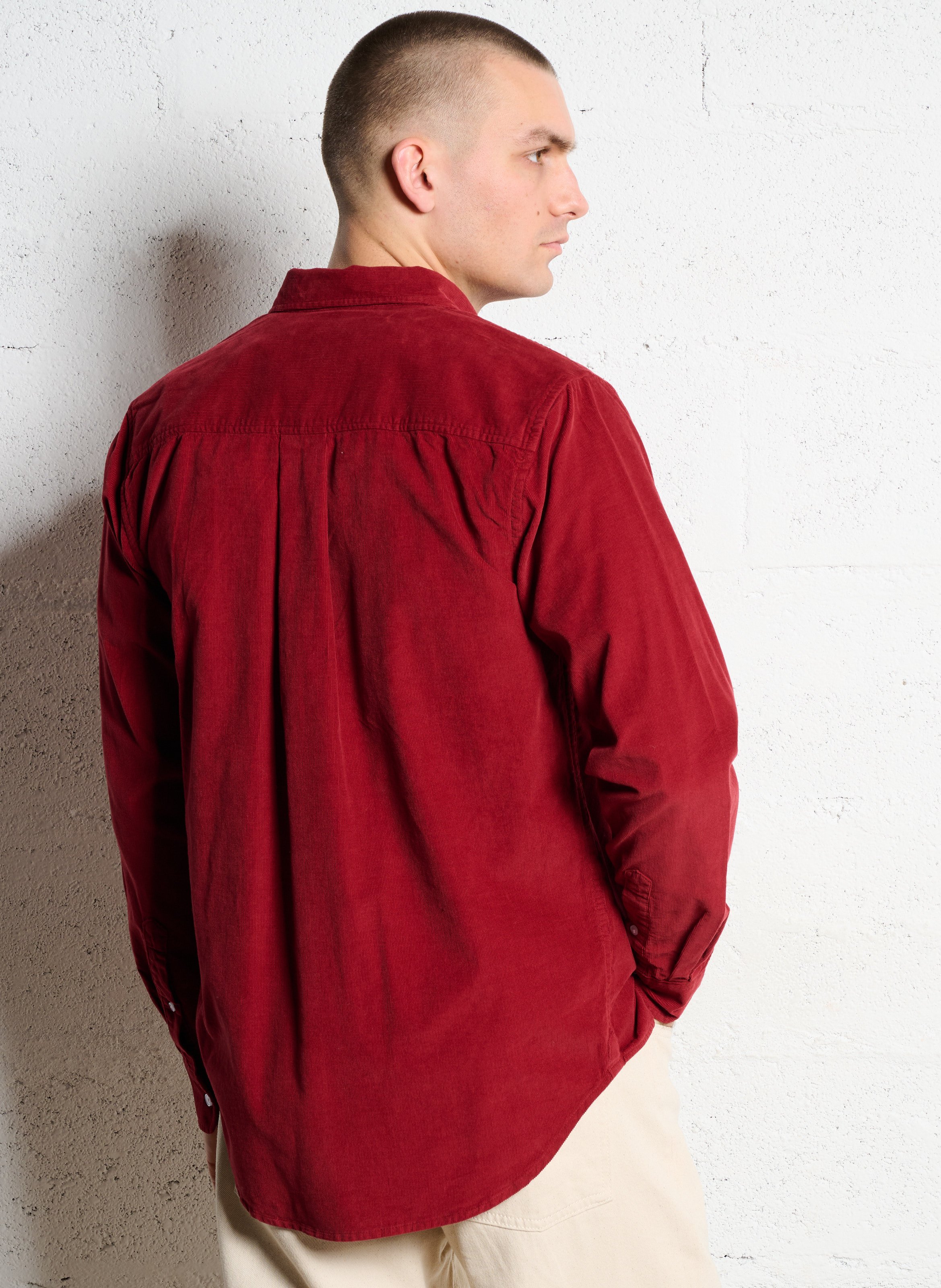 Chemise droite col classique en coton bio MINIMUM Rouge