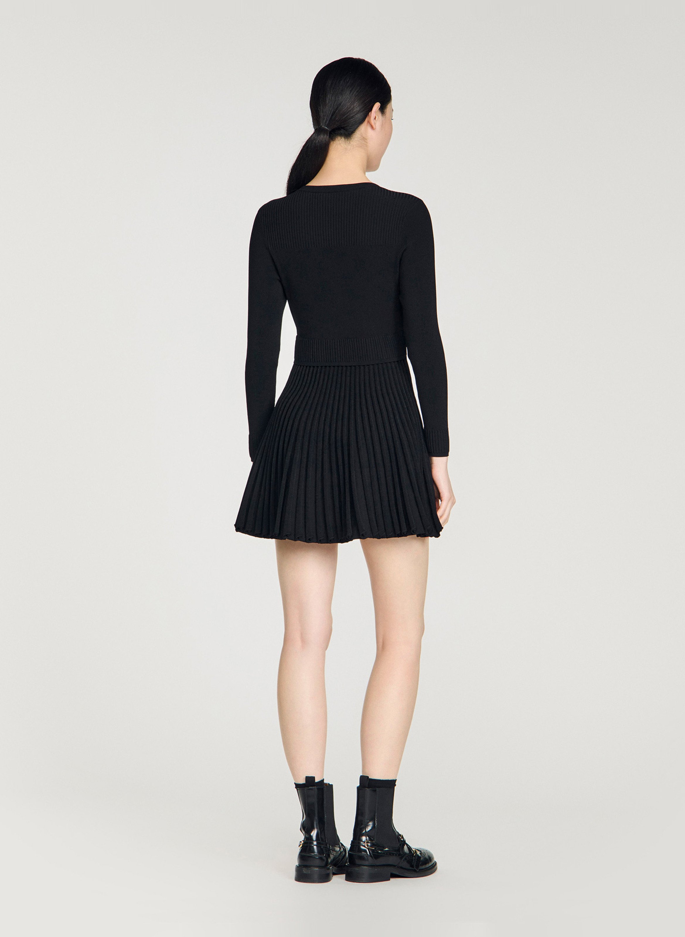 Korte jurk met ronde hals SANDRO Zwart