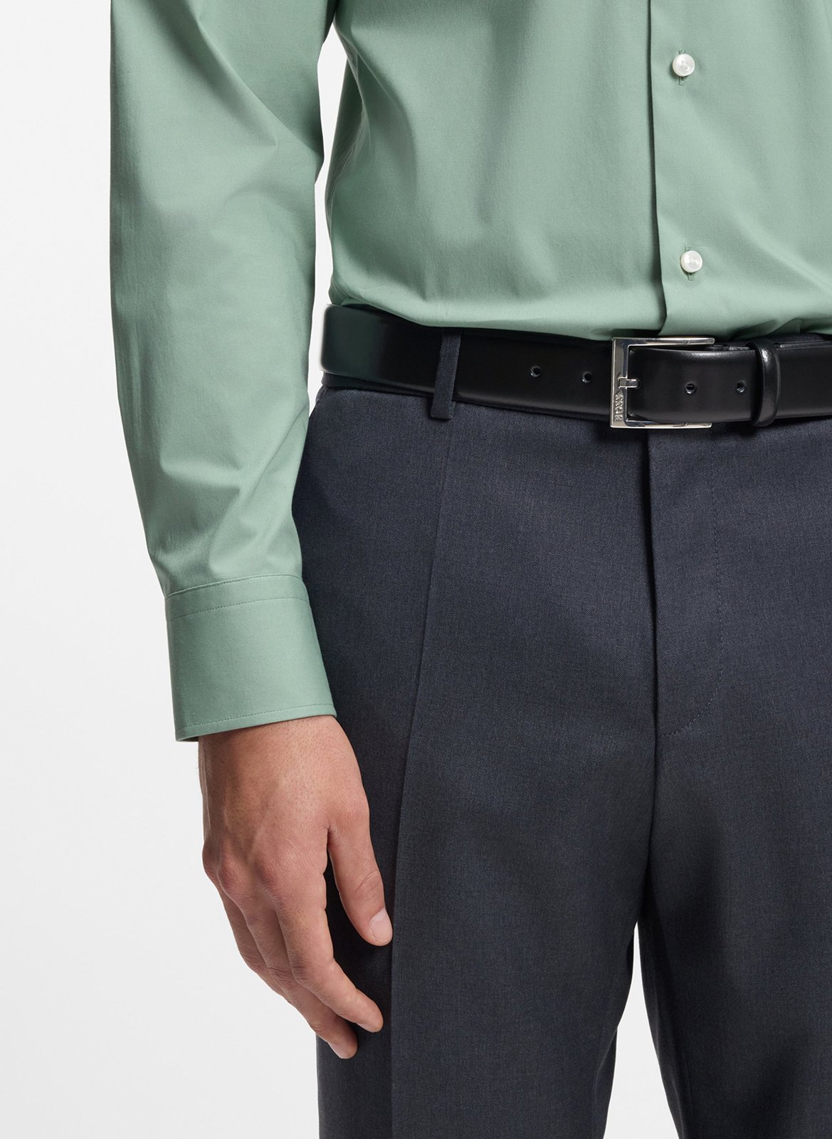 - Buckle closure. - Width: 3 cm.  BOSS Black