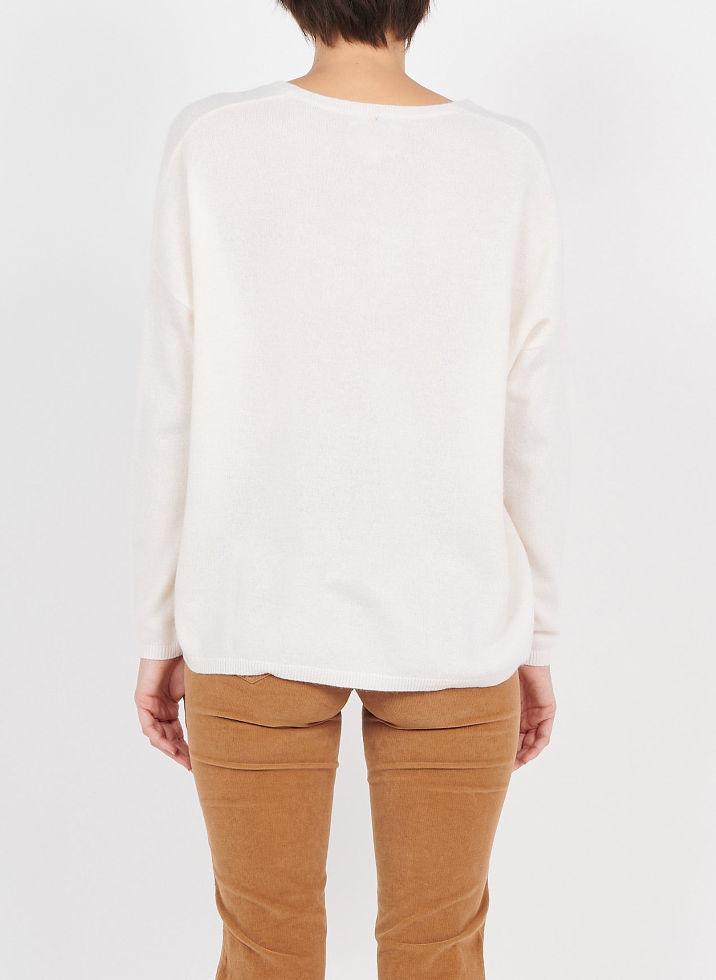 Pull col v en cachemire  SUD EXPRESS Blanc