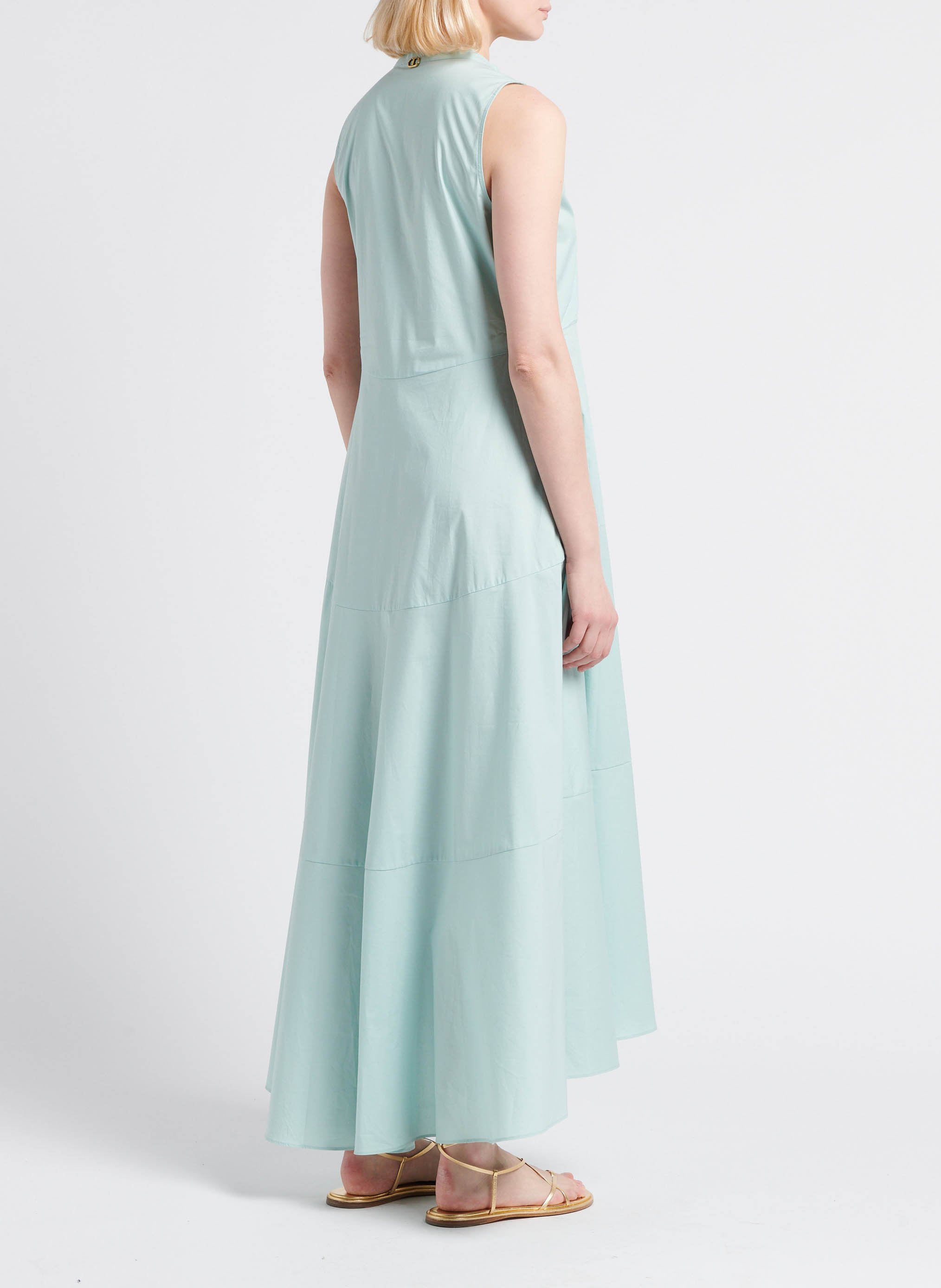 Langes Kleid aus Baumwoll-Mix mit V-Ausschnitt TWINSET Grun