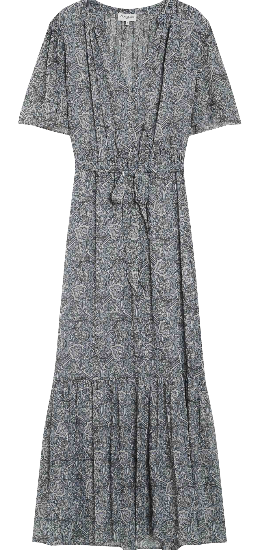 Robe longue imprimée col V GRACE ET MILA Bleu