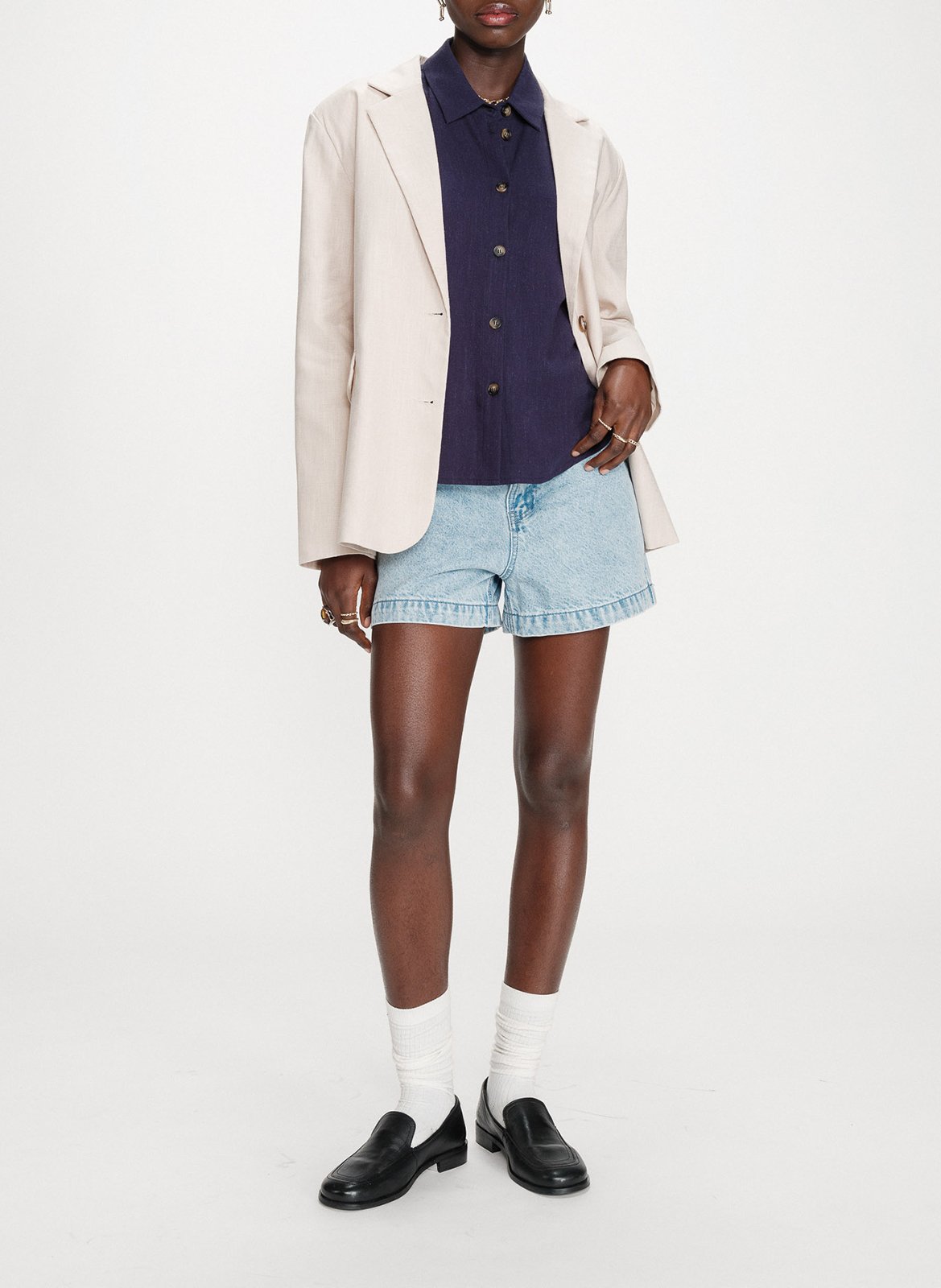 Chemise manches courtes unie GRACE ET MILA Bleu