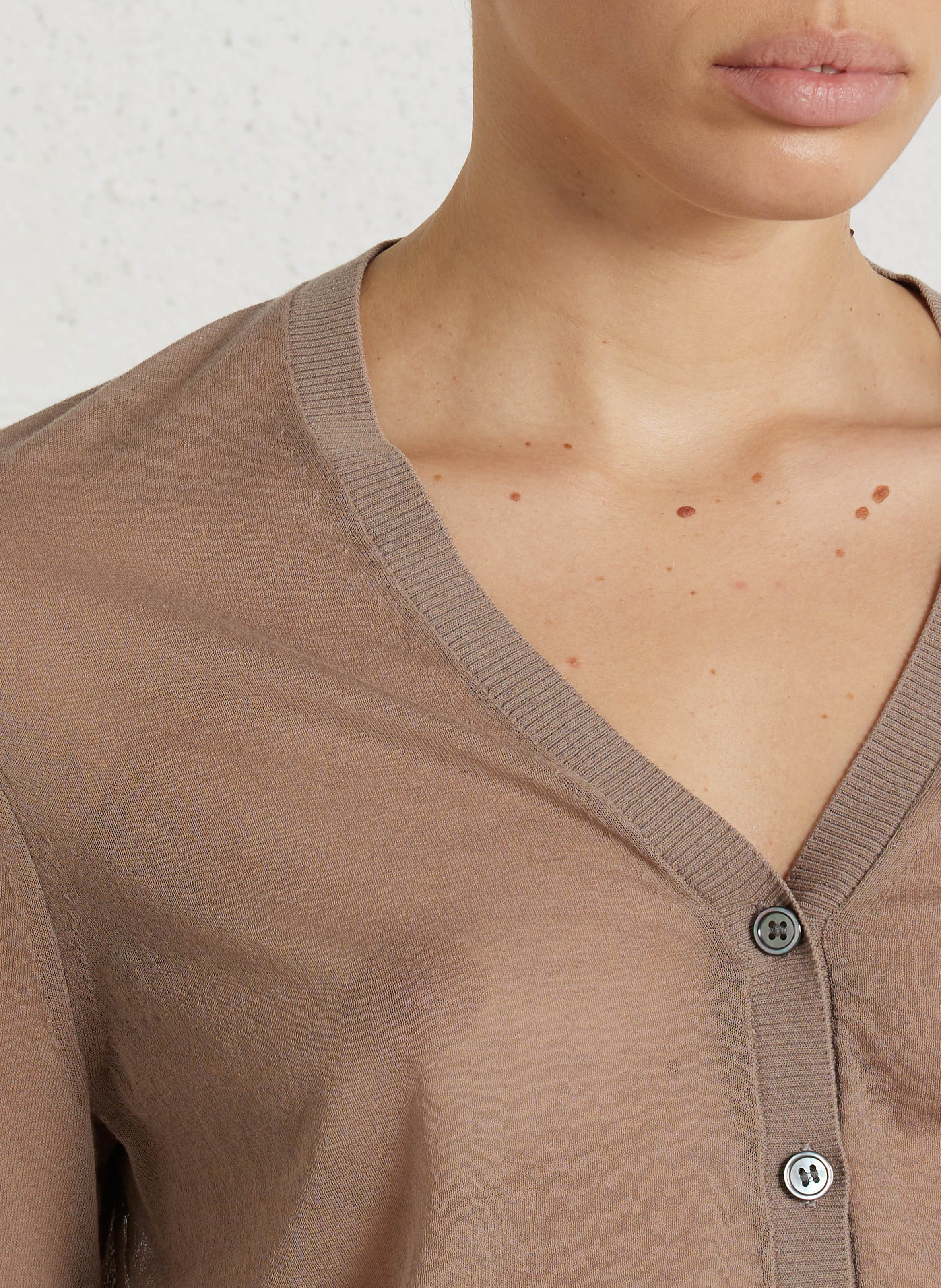 Cardigan aus Baumwoll-Mix mit V-Ausschnitt SOEUR Braun