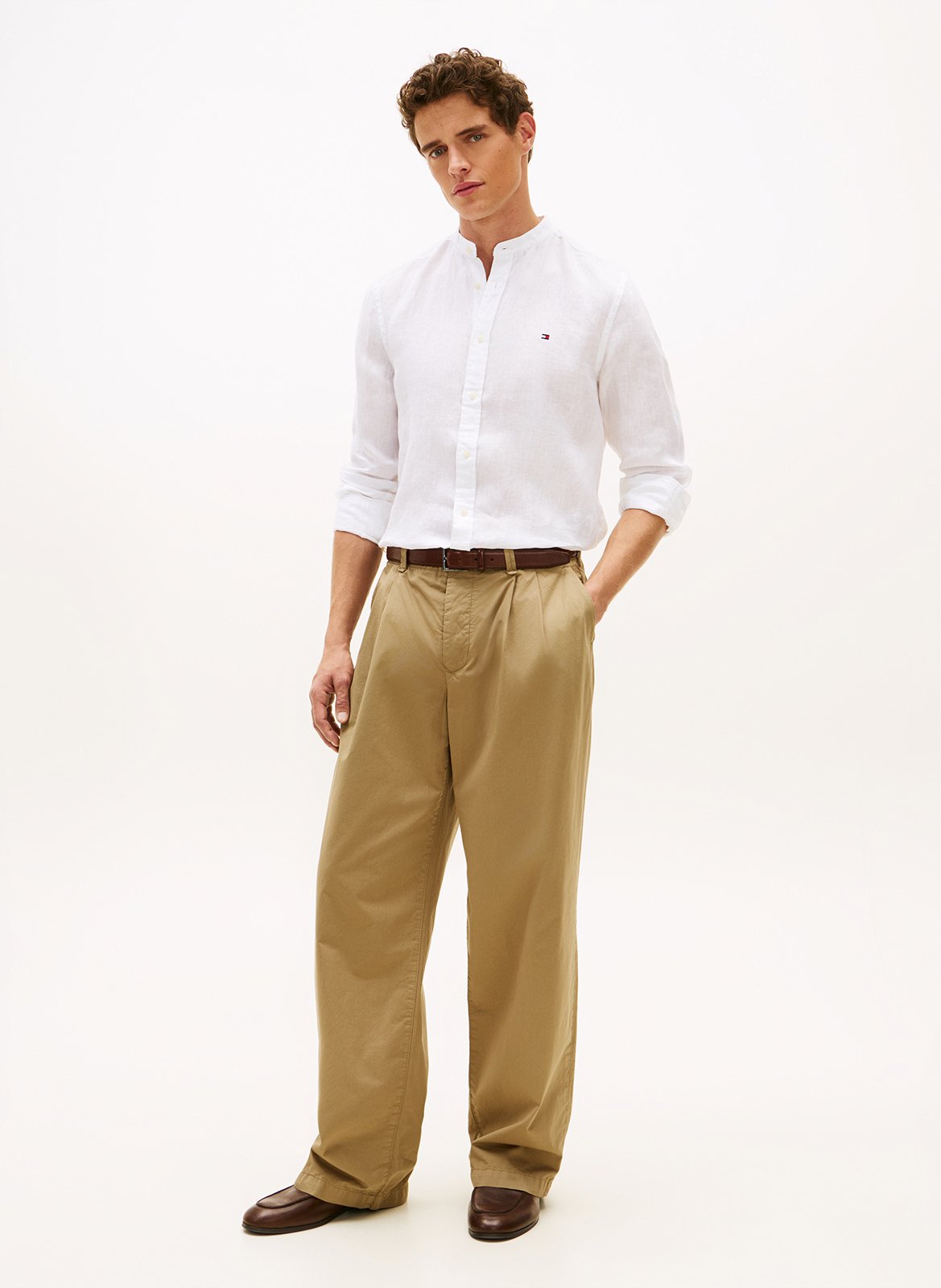 Rechte, linnen blouse met ronde hals TOMMY HILFIGER Wit