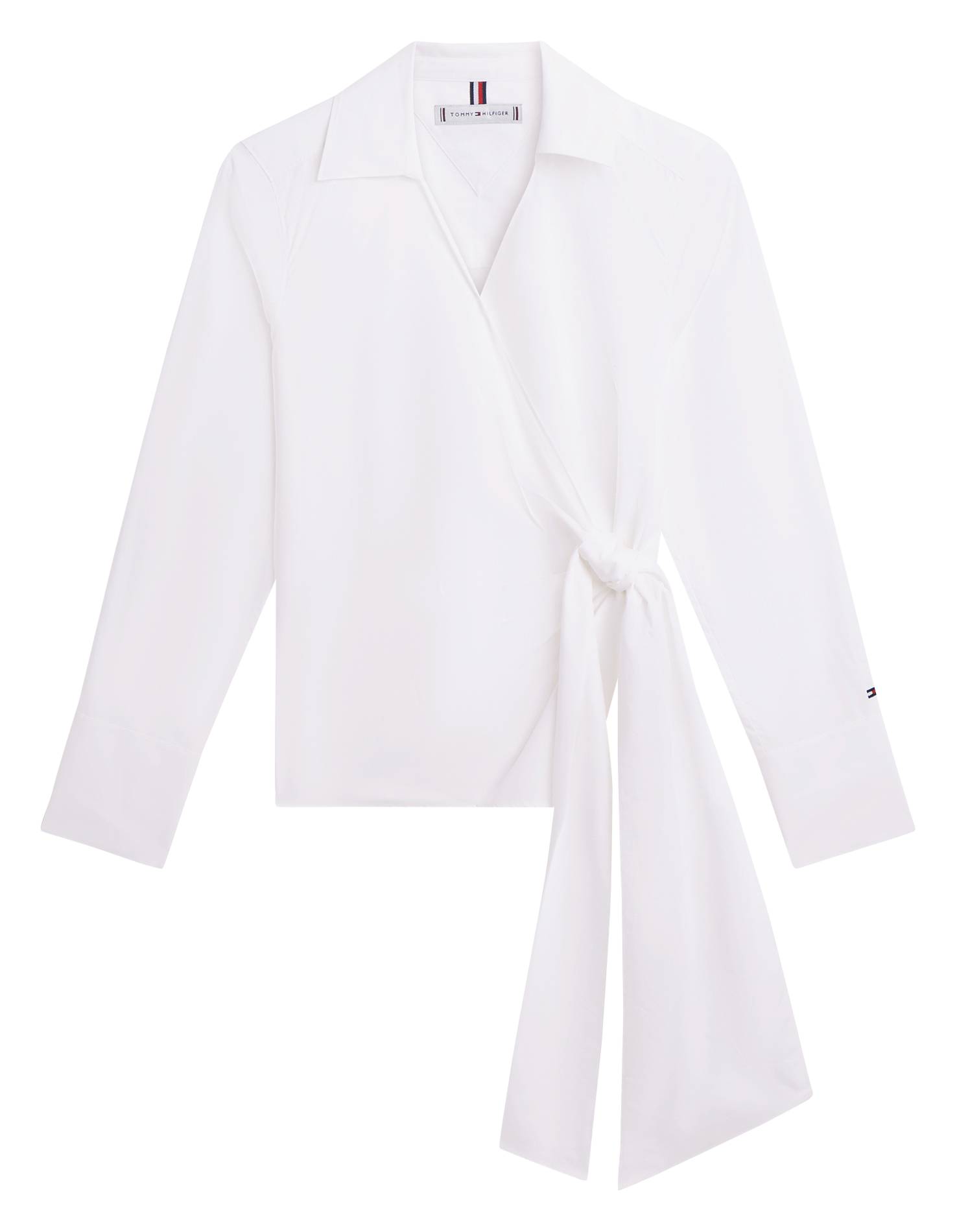 Blouse droite col V en coton bio TOMMY HILFIGER Blanc