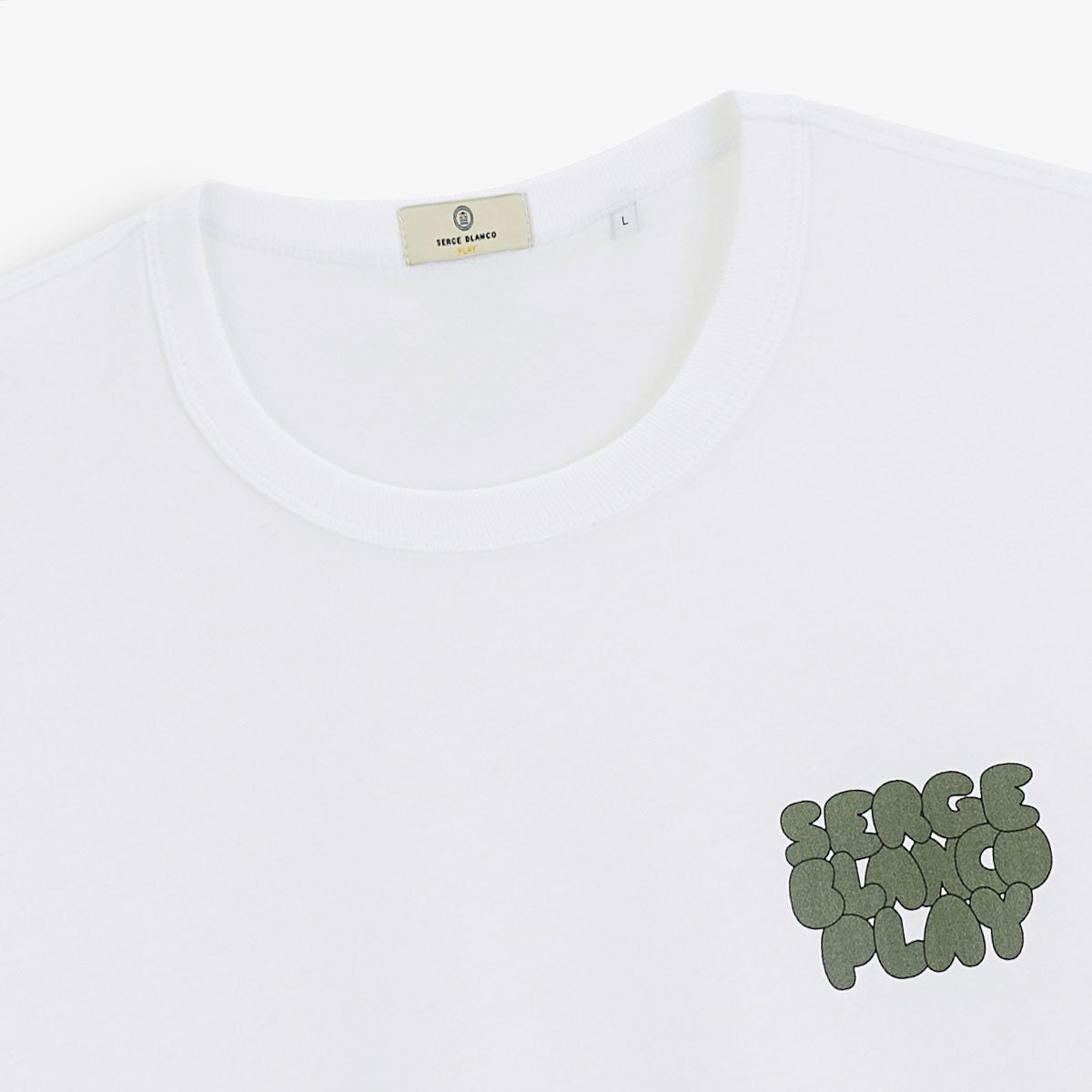 Round-neck cotton jersey T-shirt with print on the chest SERGE BLANCO White