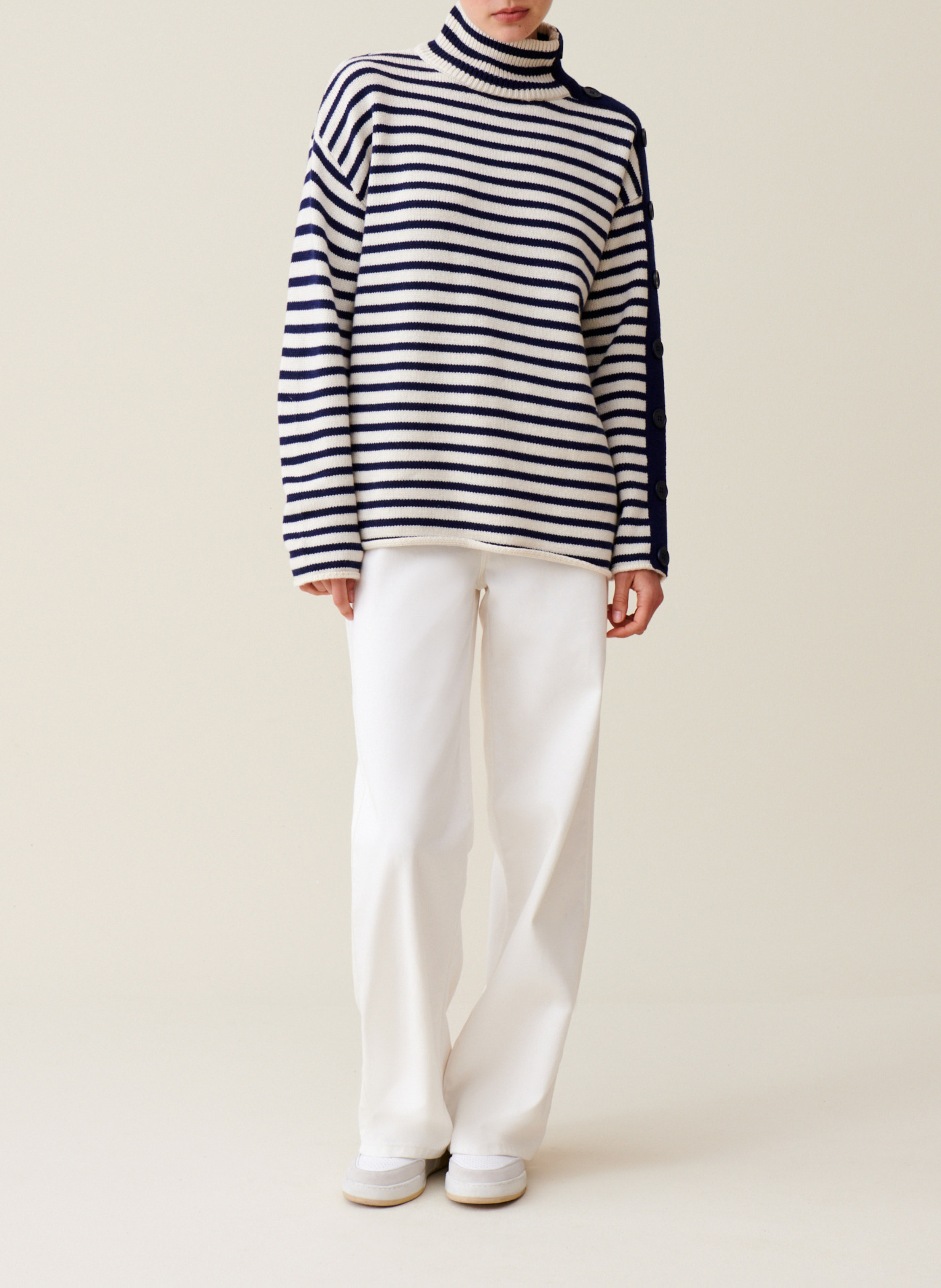 Gestreifter Rollkragenpullover mit Knopfleiste CLAUDIE PIERLOT Mehrfarbig