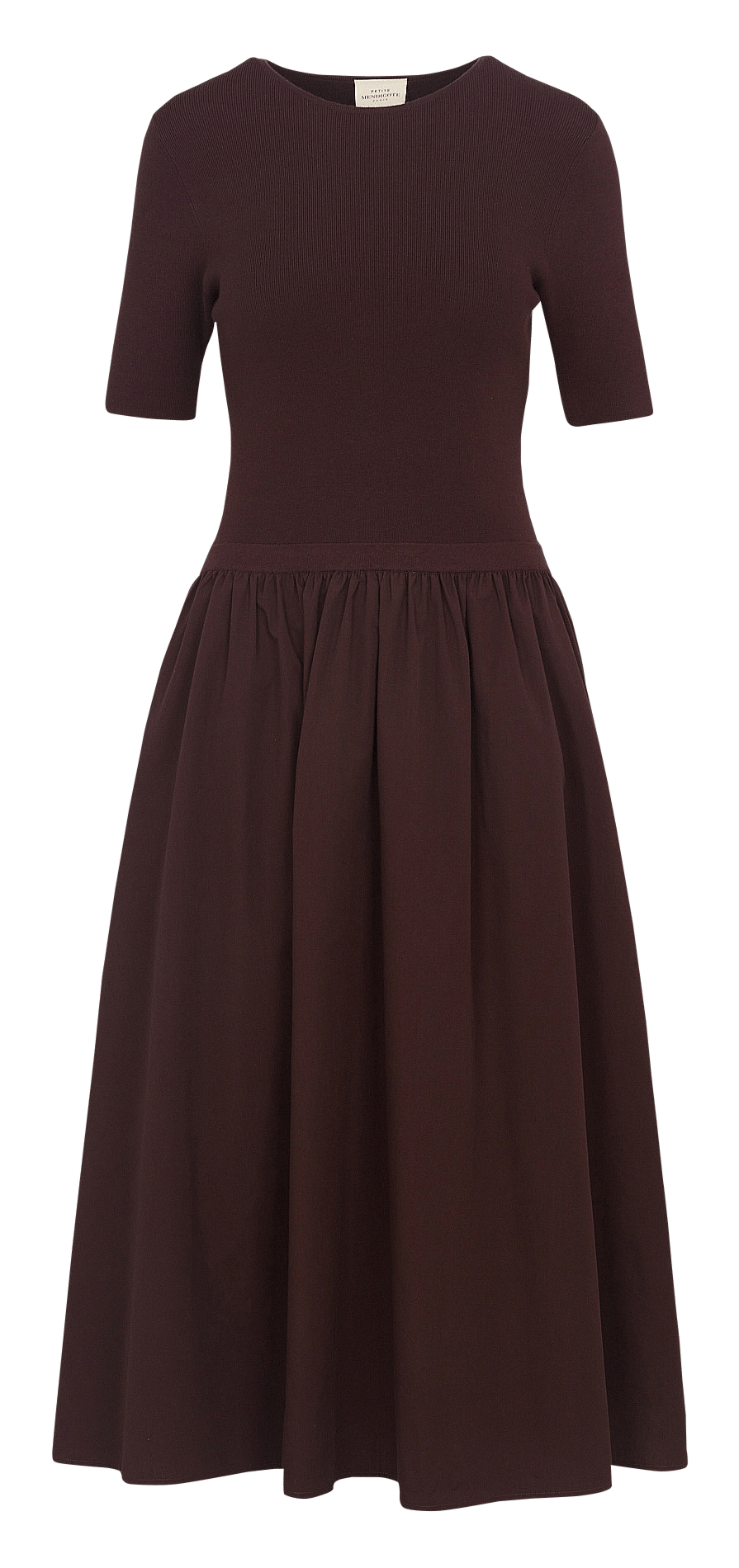 Robe longue bi-matière évasée PETITE MENDIGOTE Marron