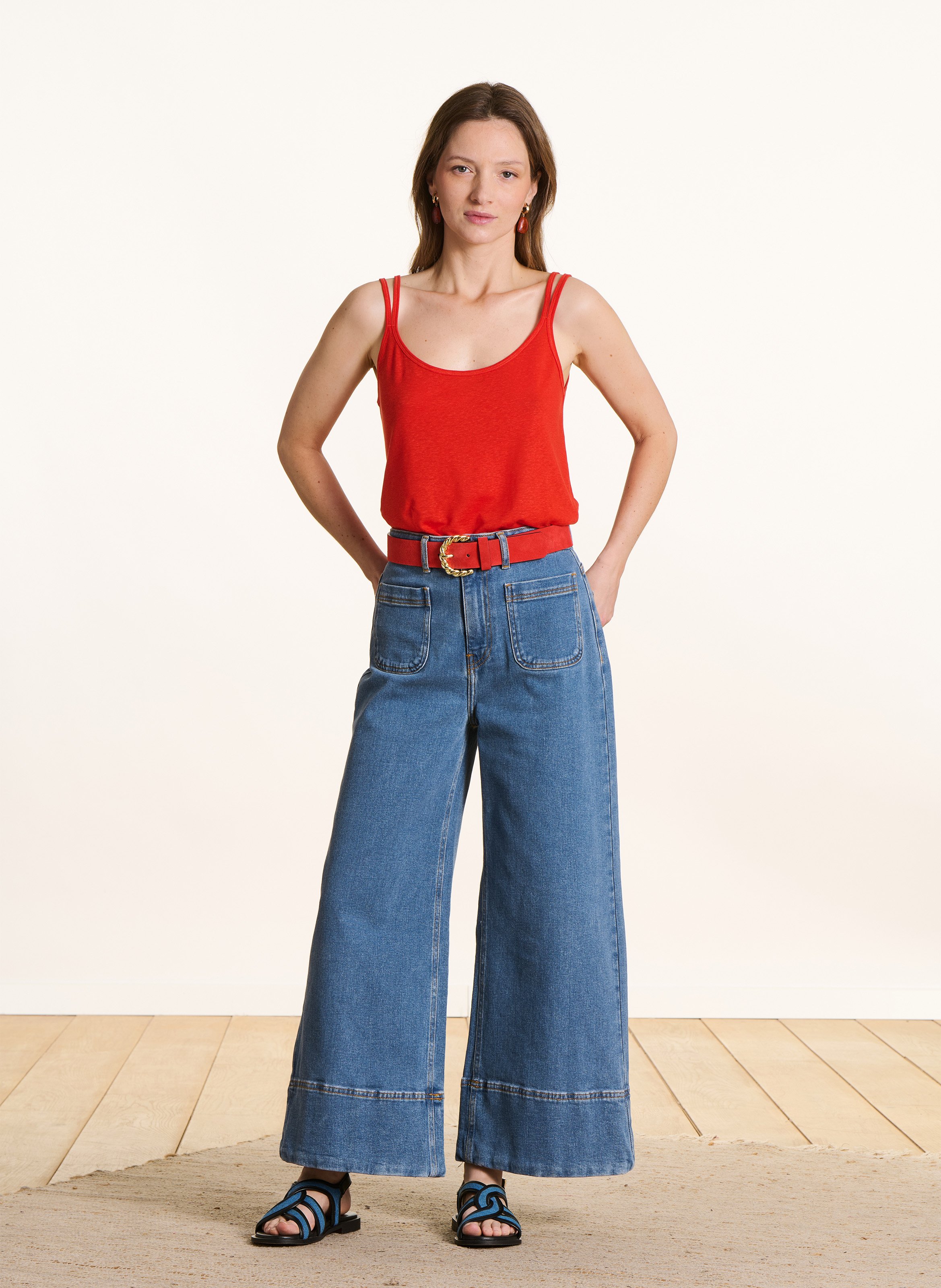 Débardeur uni col rond droit LA FEE MARABOUTEE Rose