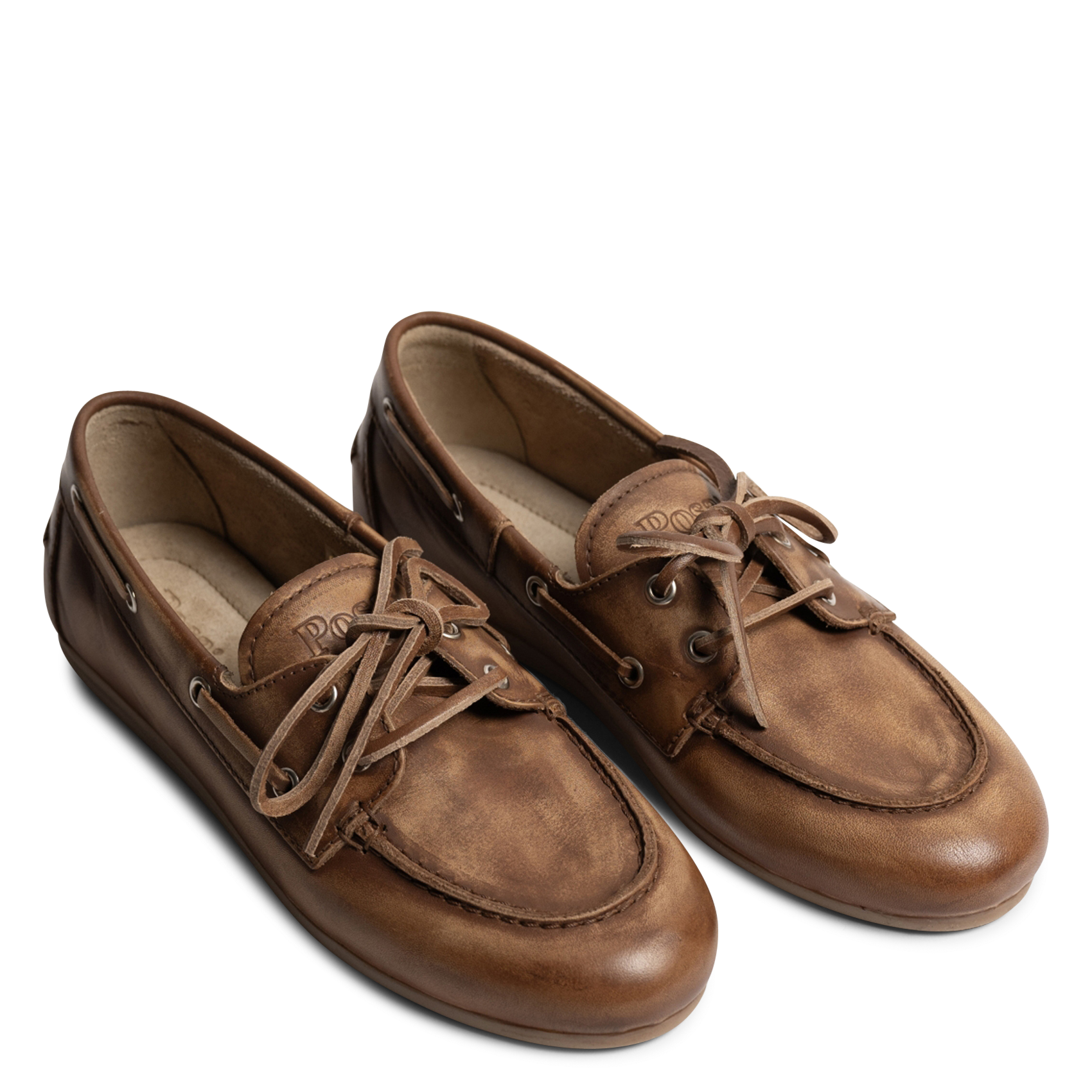 Leather boat shoes POSA Brown