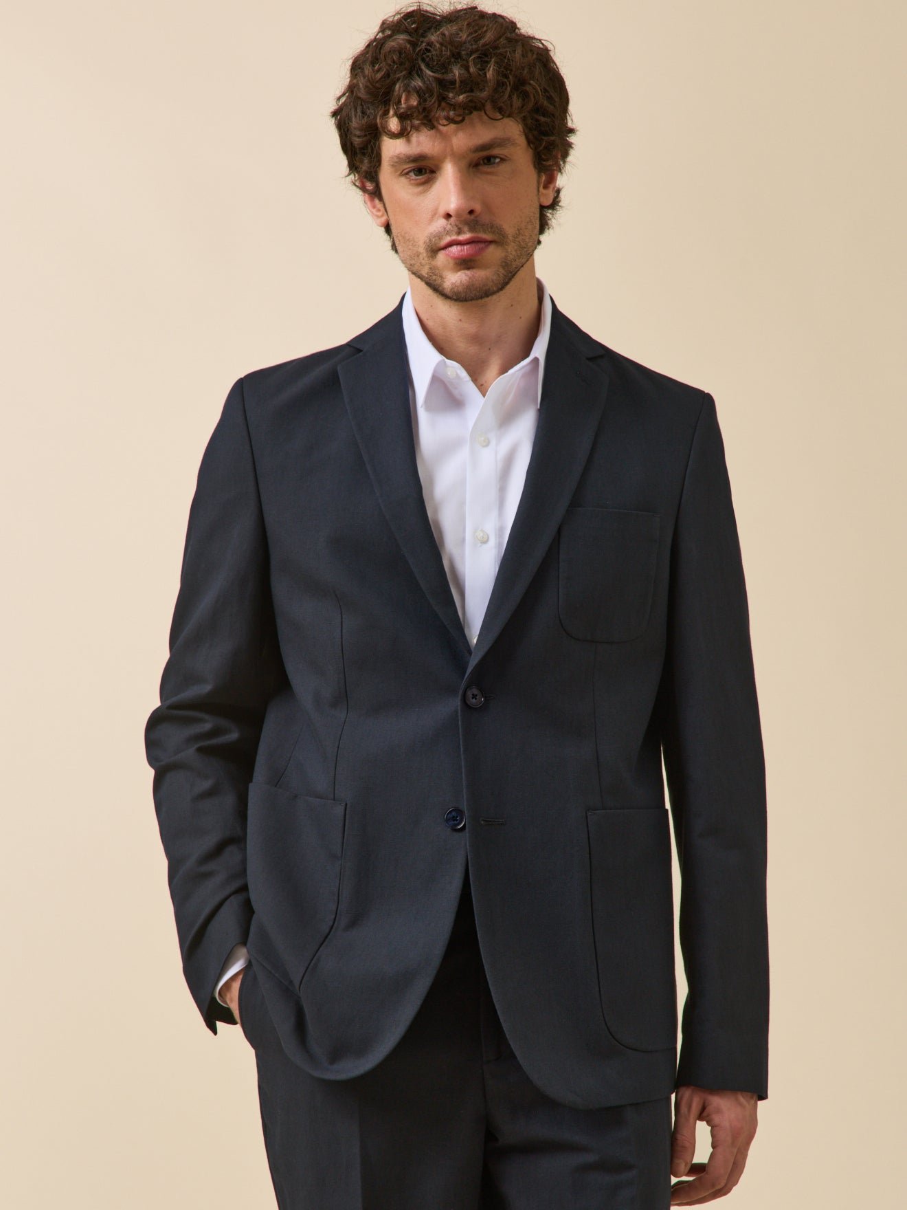 Cotton and linen suit jacket CYRILLUS Blue