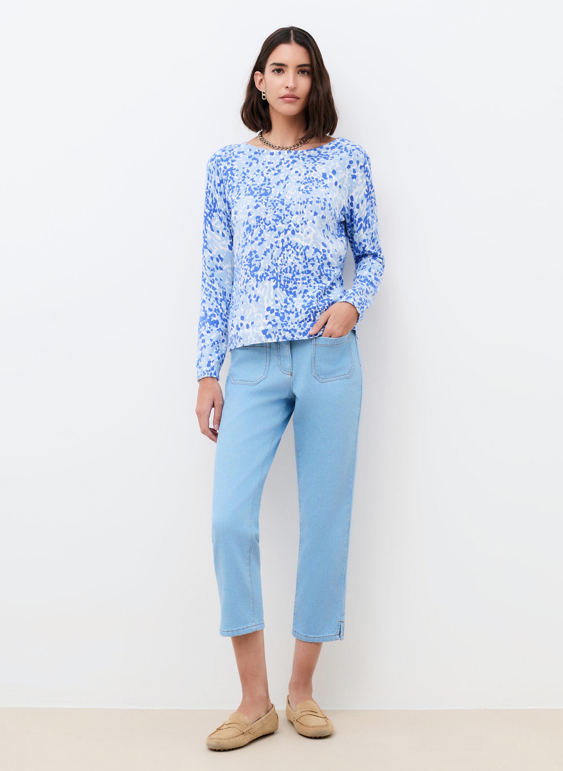 Pull col bateau en coton CAROLL Bleu