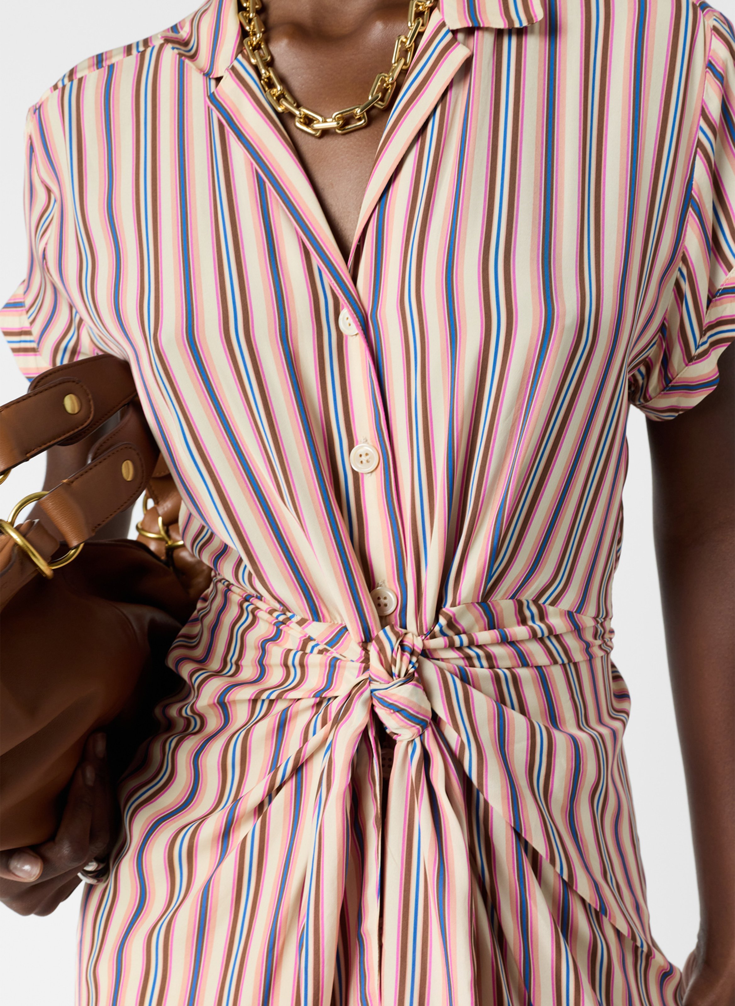 Robe longue col classique à rayures GERARD DAREL Negro