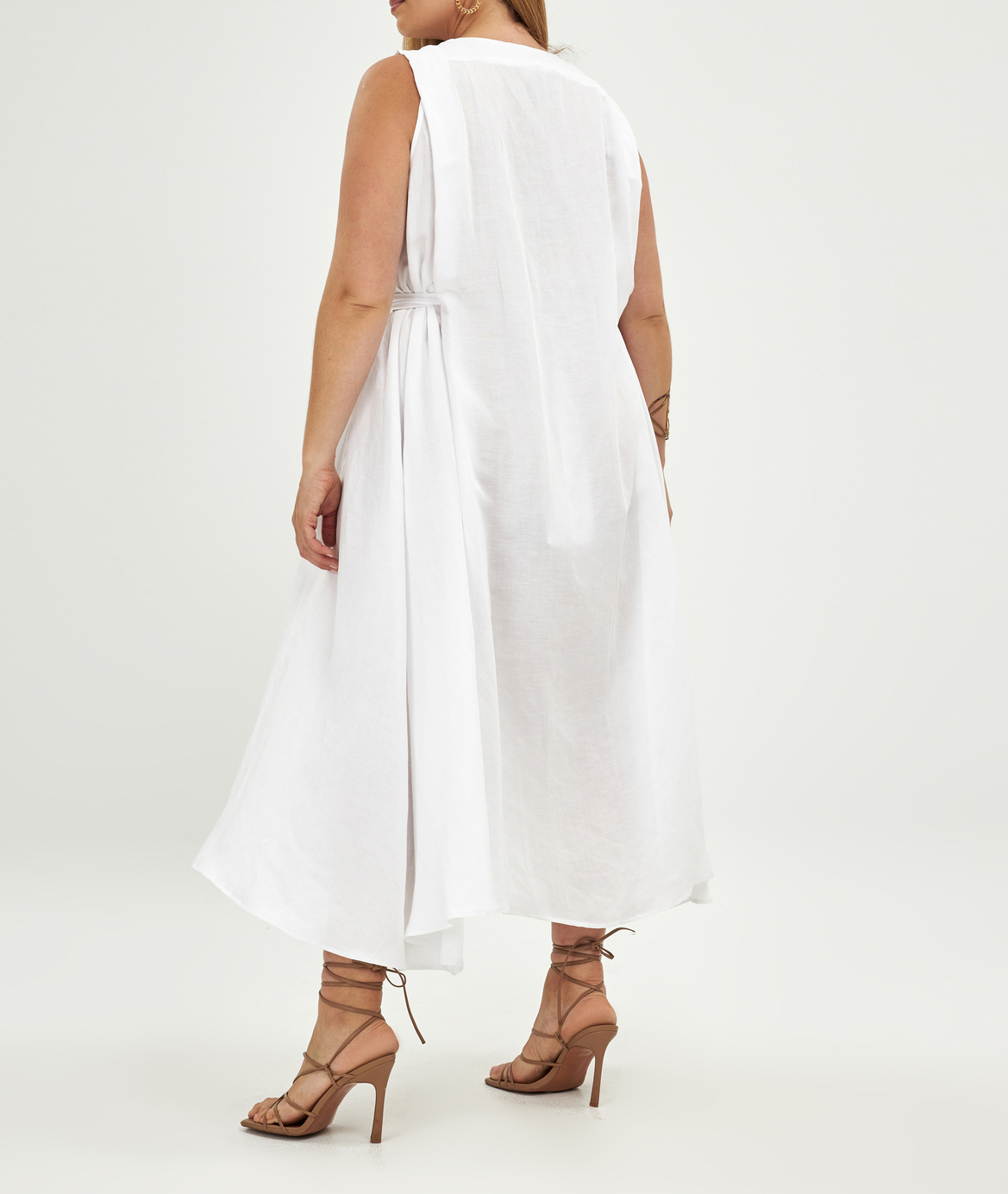 Long round-neck dress MAT FASHION White