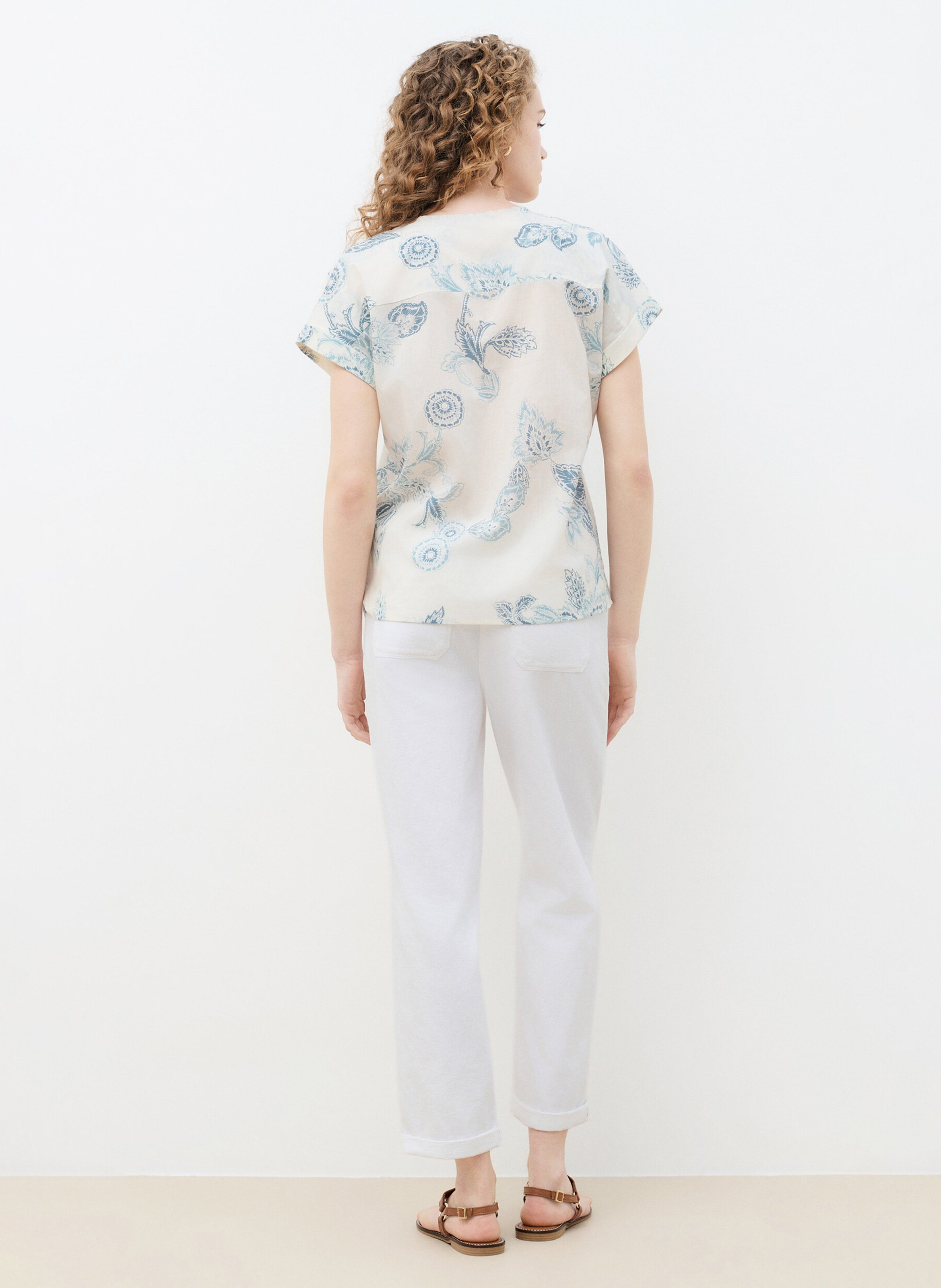 Top boutonné à motif CAROLL Beige
