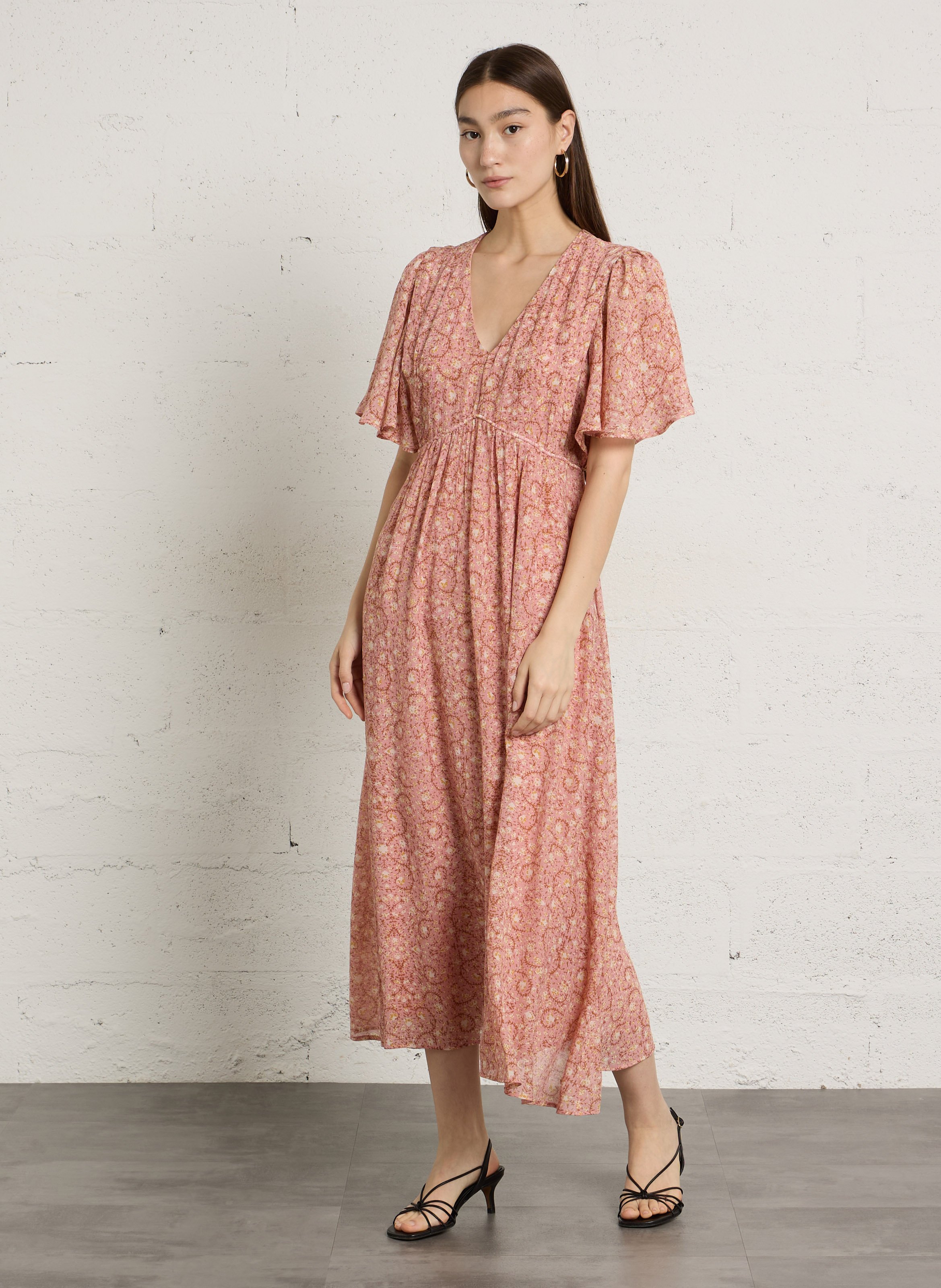 Robe longue col V  MAISON 123 Rose