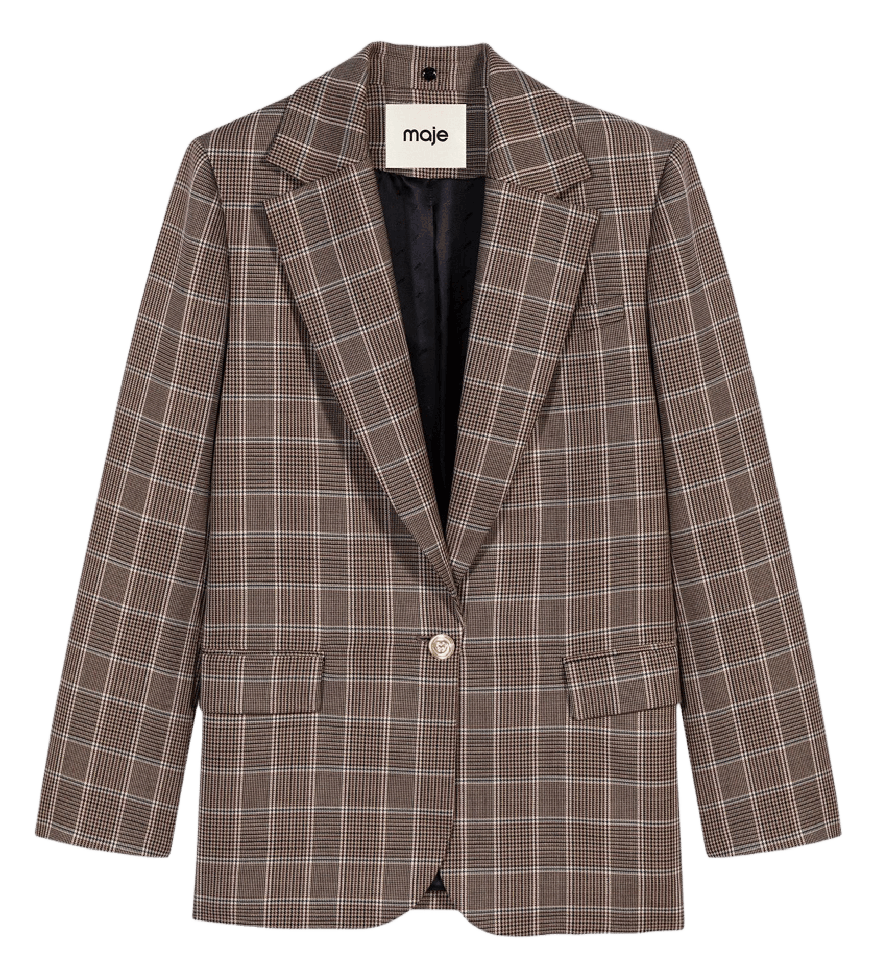 Fitted wool-blend suit jacket MAJE Brown