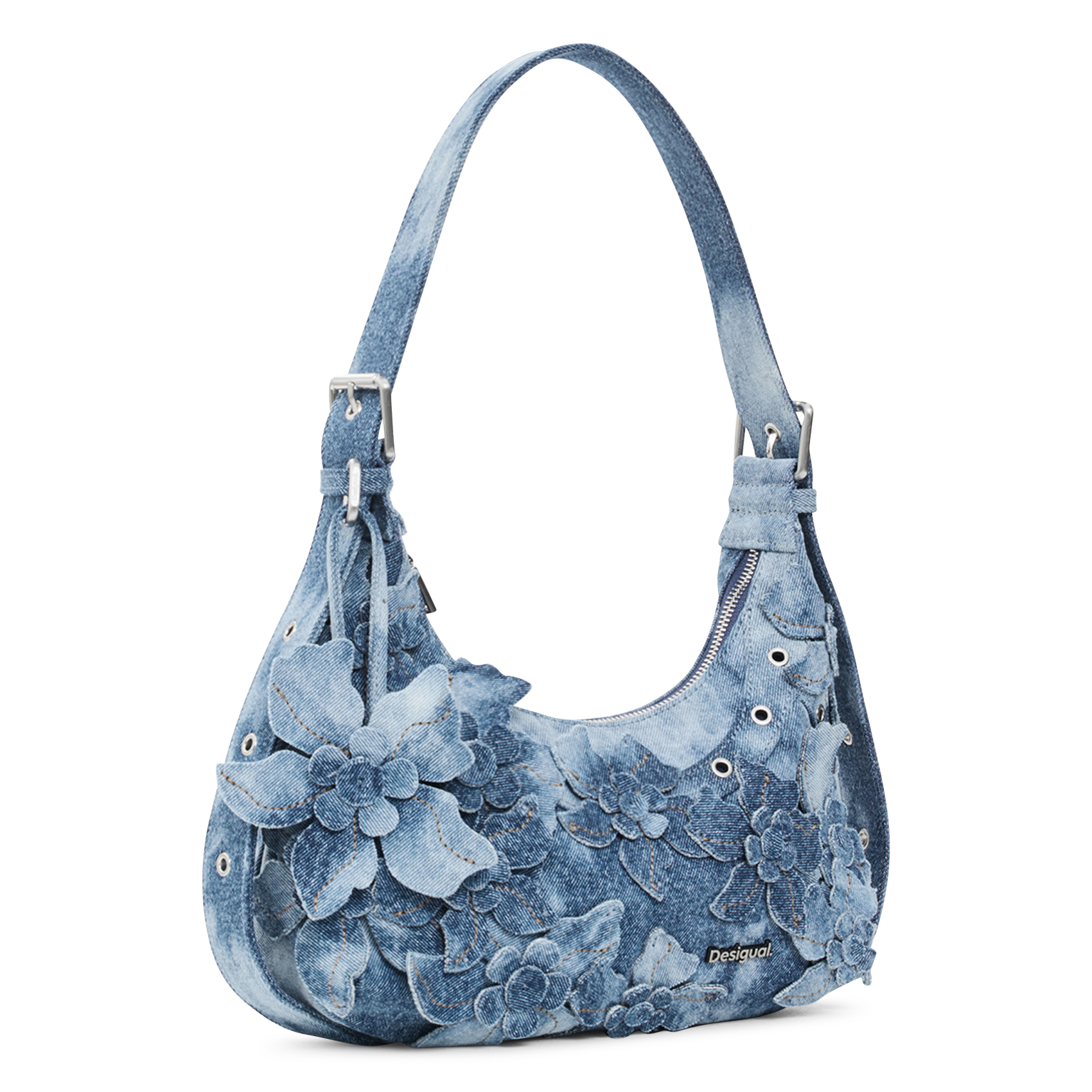 Sac floral en denim DESIGUAL Bleu