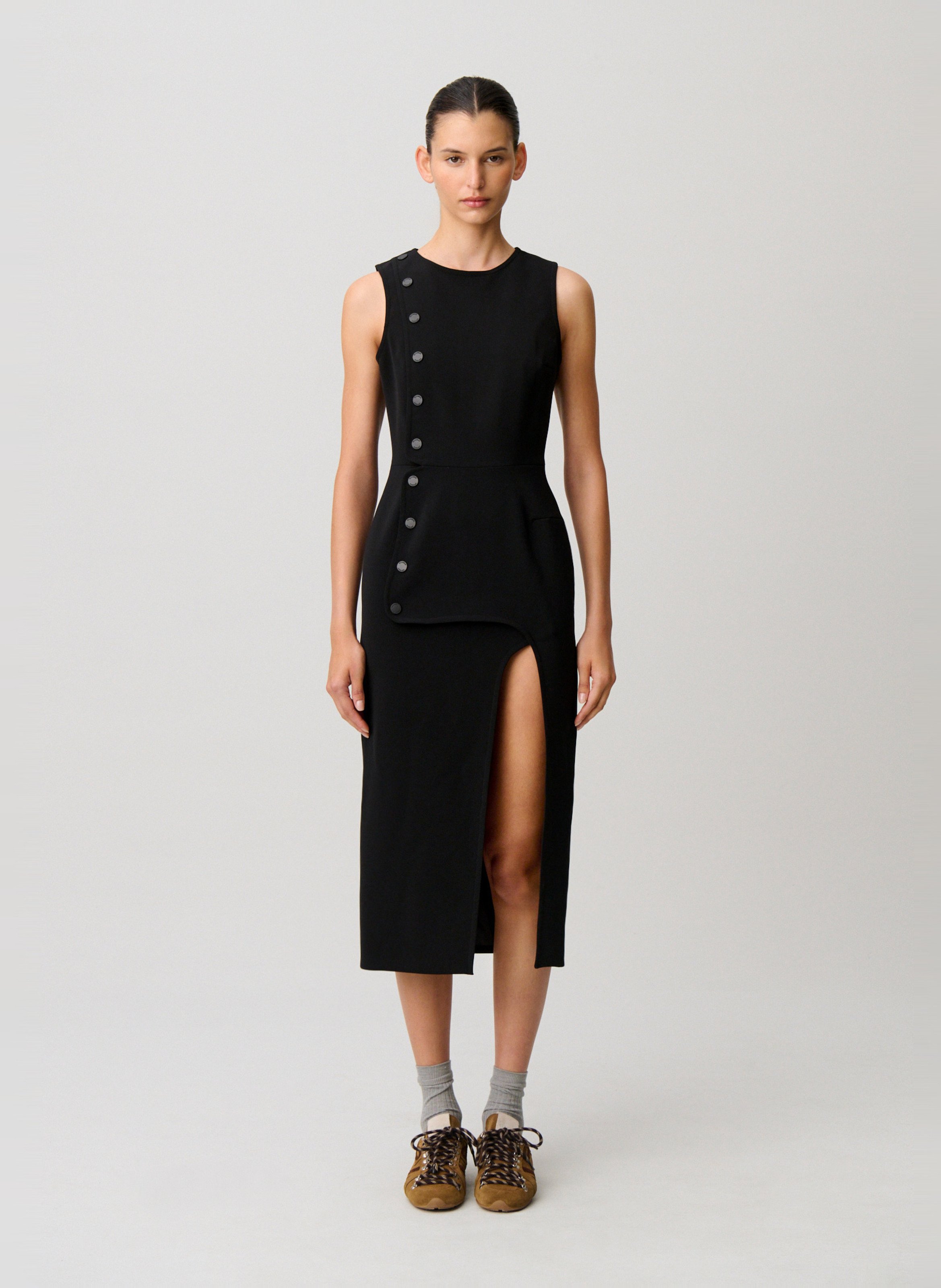 Lange jurk met ronde hals CLAUDIE PIERLOT Zwart