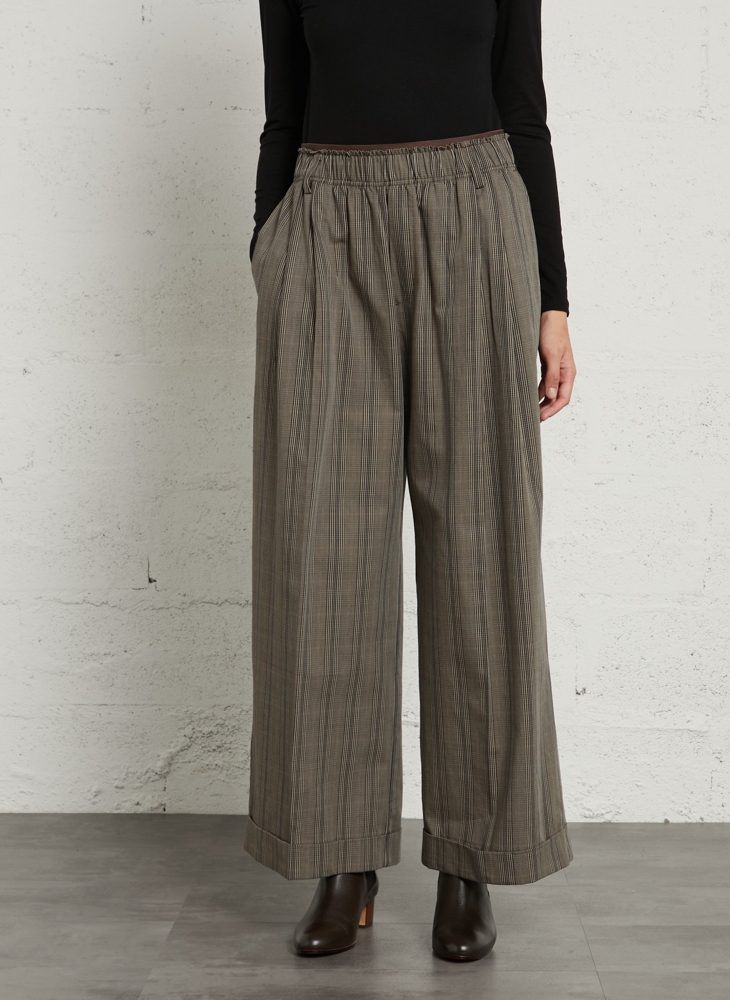 Wide-leg printed cotton pants BELLEROSE Green