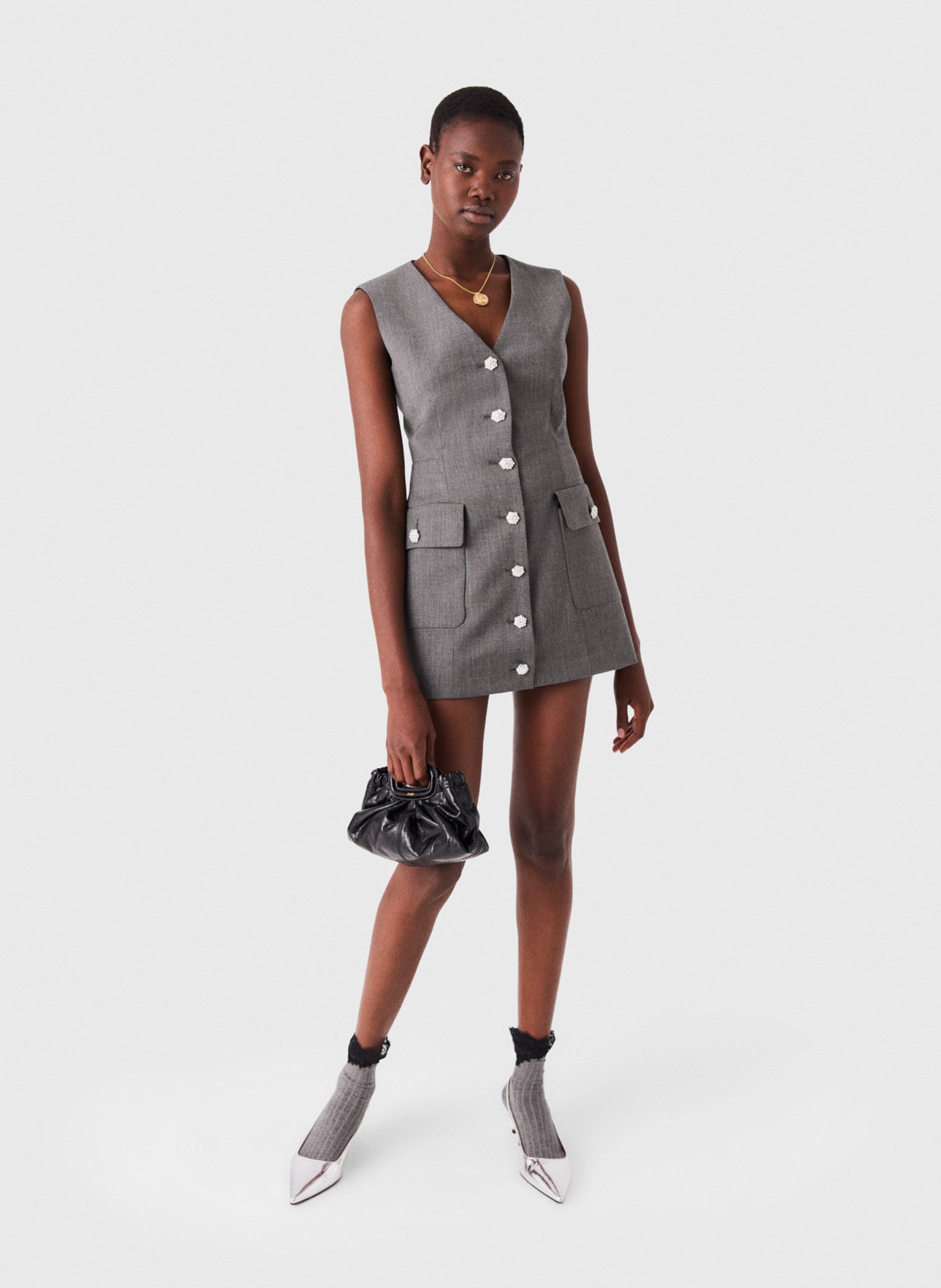 Sleeveless V-neck vest MAJE Grey