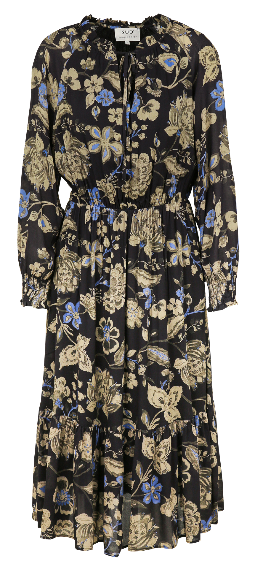 Robe longue cintrée imprimée SUD EXPRESS Noir