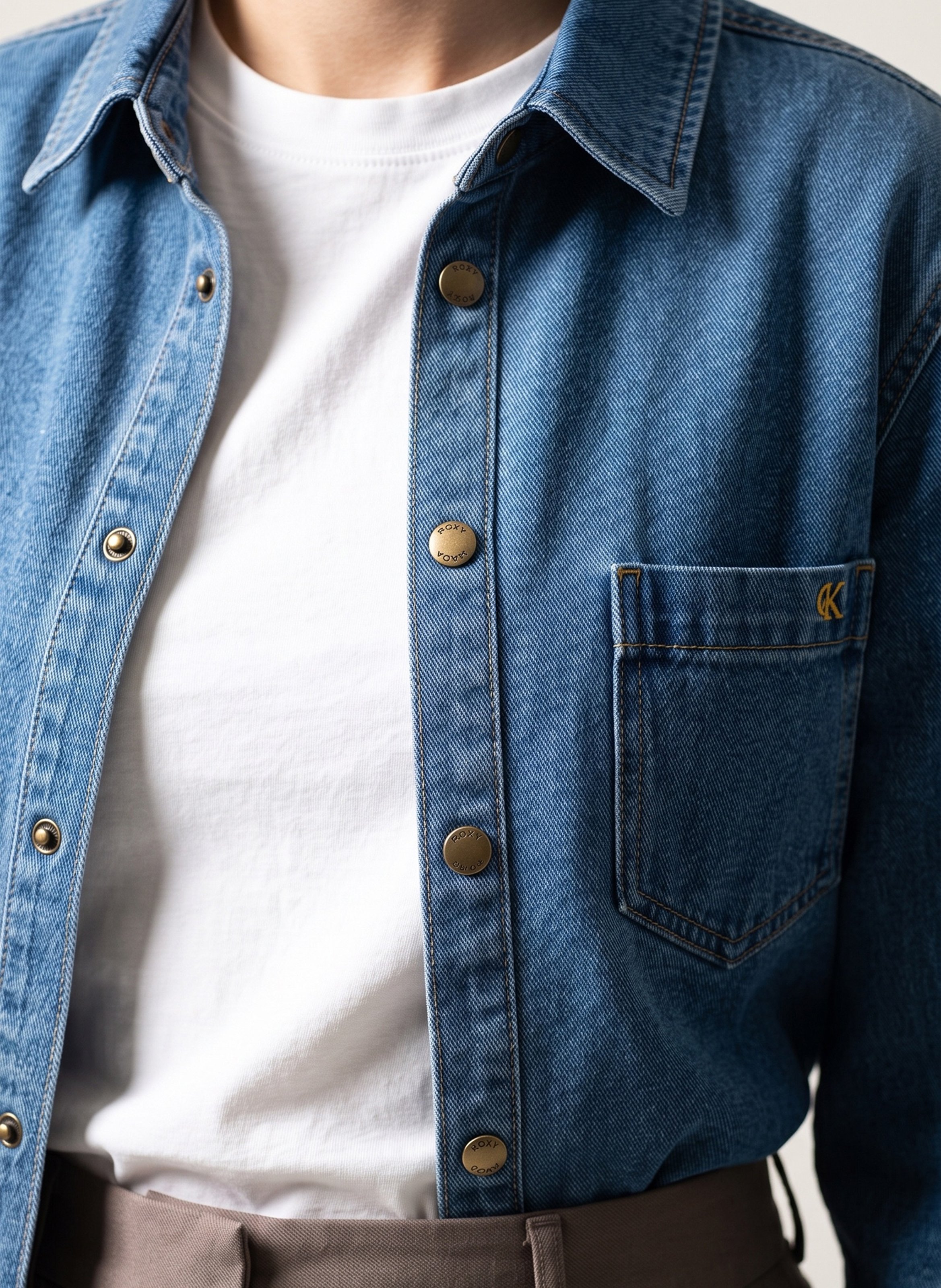 Rechte denim blouse van katoenmix KOOKAI Blauw