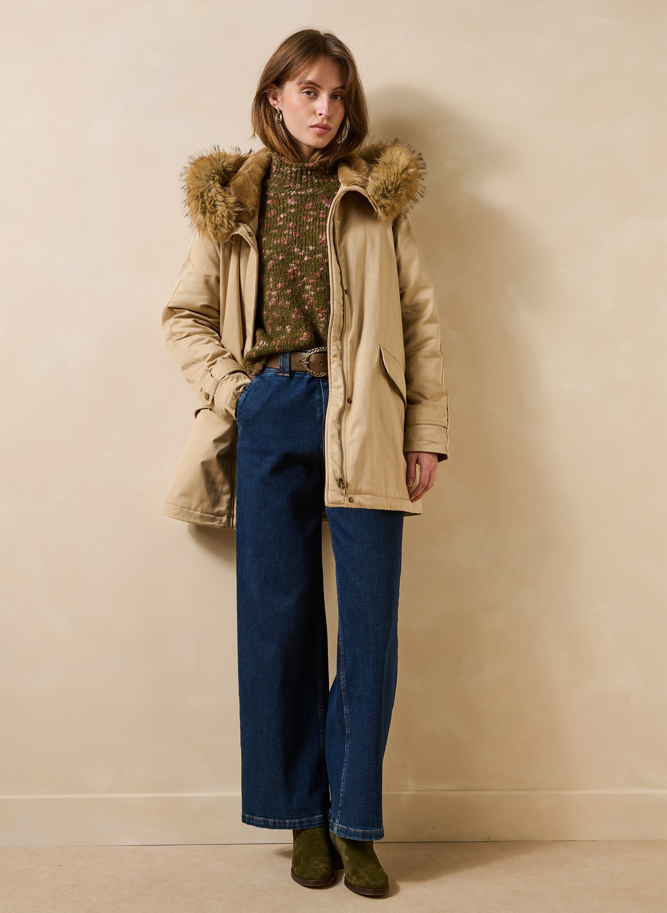 Oversized cotton-mix coat LA FEE MARABOUTEE Beige
