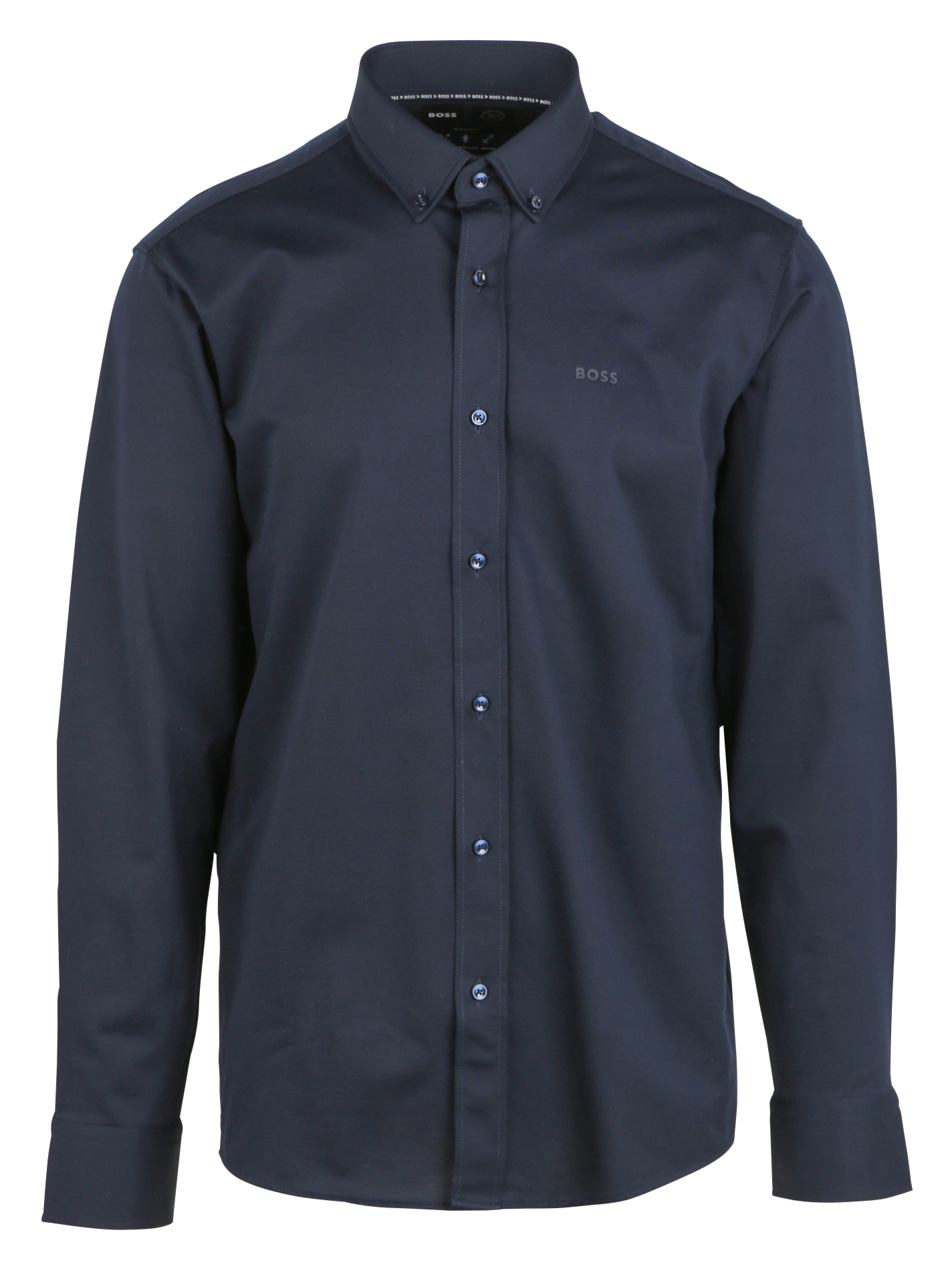 Cotton-blend regular-fit shirt with classic collar BOSS Blue