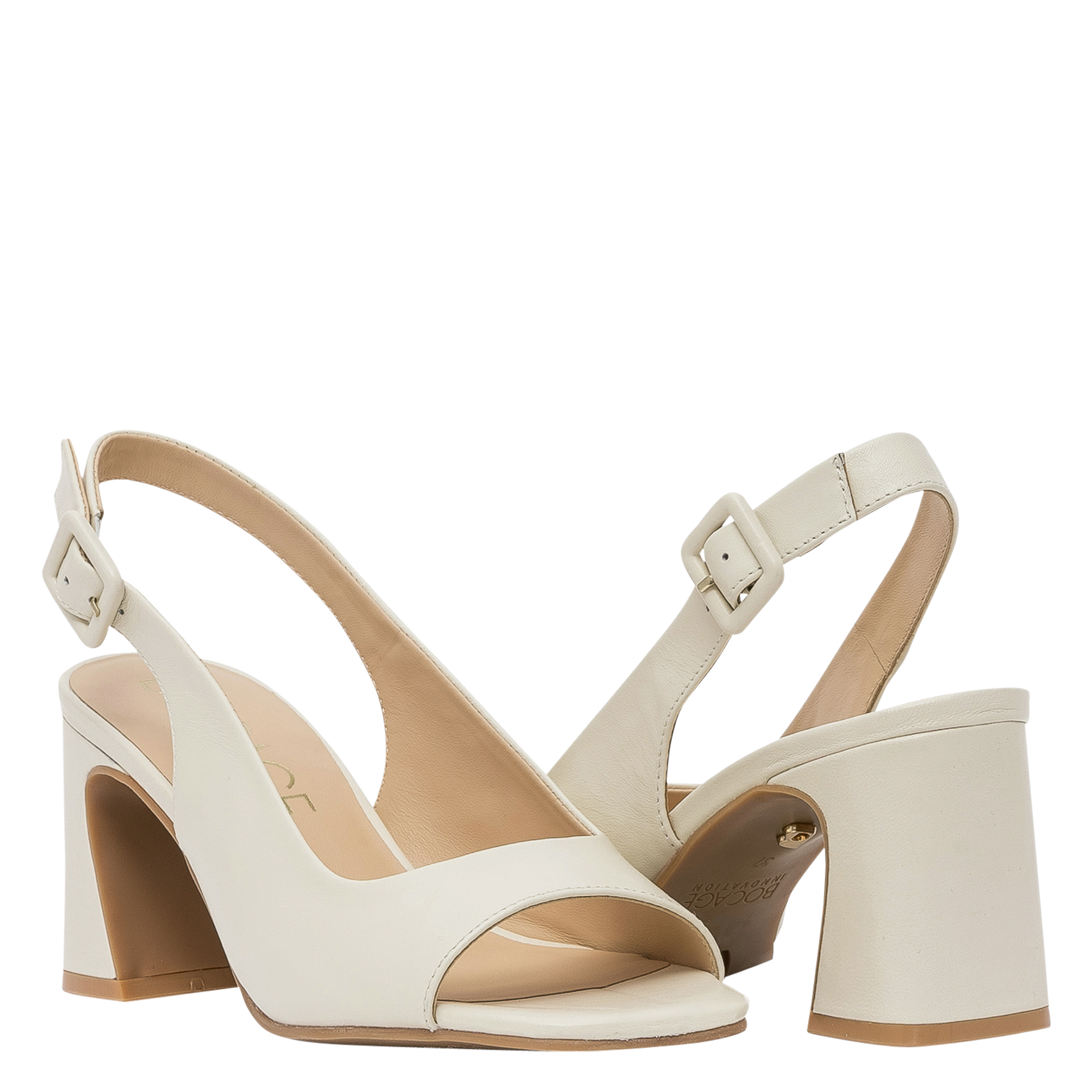 Heeled leather sandals BOCAGE Beige