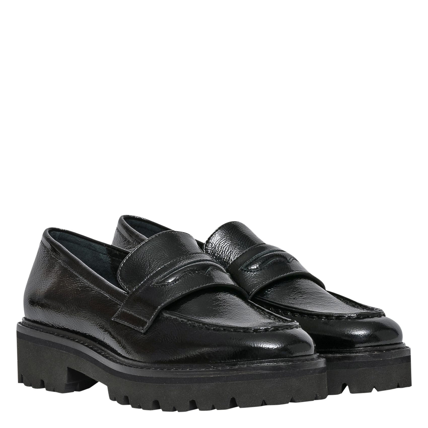 Leather loafers with lugged sole BOCAGE Black