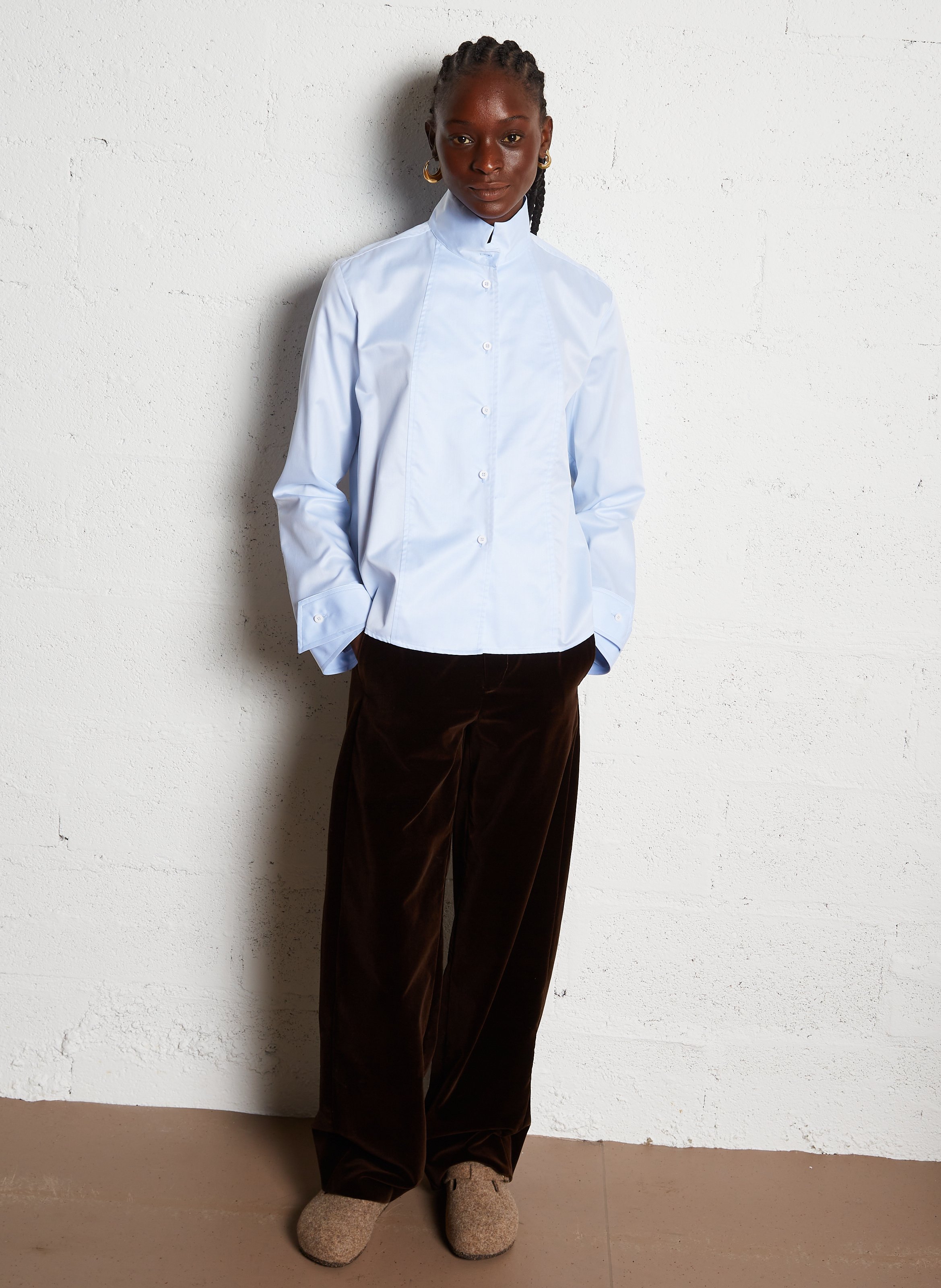 Chemise col classique en coton MARGAUX LONNBERG Bleu