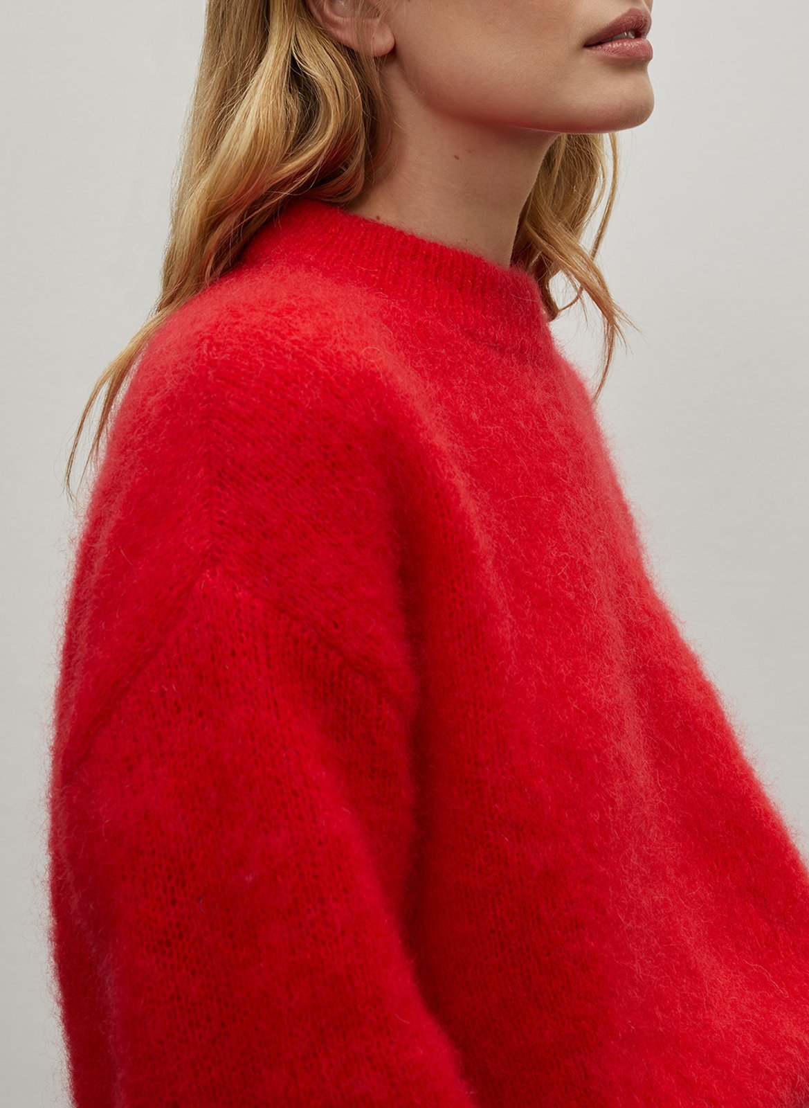 Pull col rond en laine mélangée SURPRISE Rouge