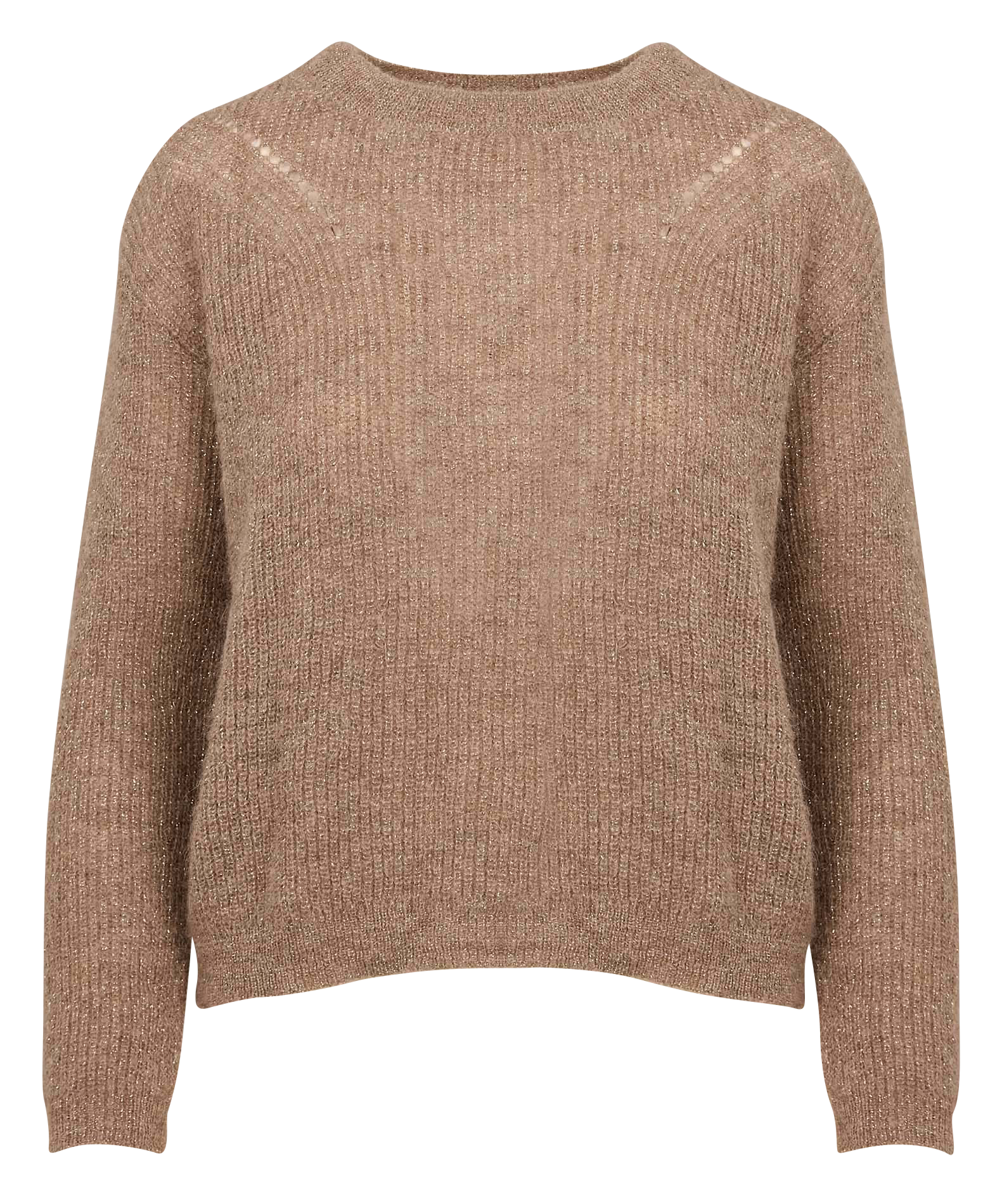 Pull ample col rond en maille métallisée  SUD EXPRESS Marron