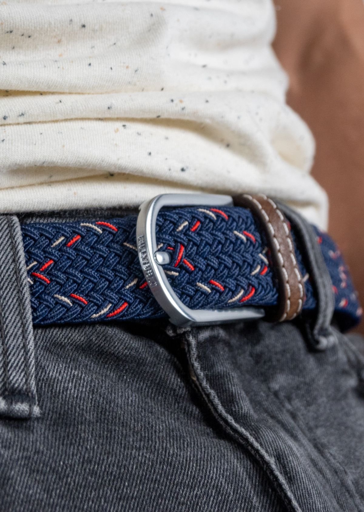 Multicolored braided elastic belt BILLYBELT Blue