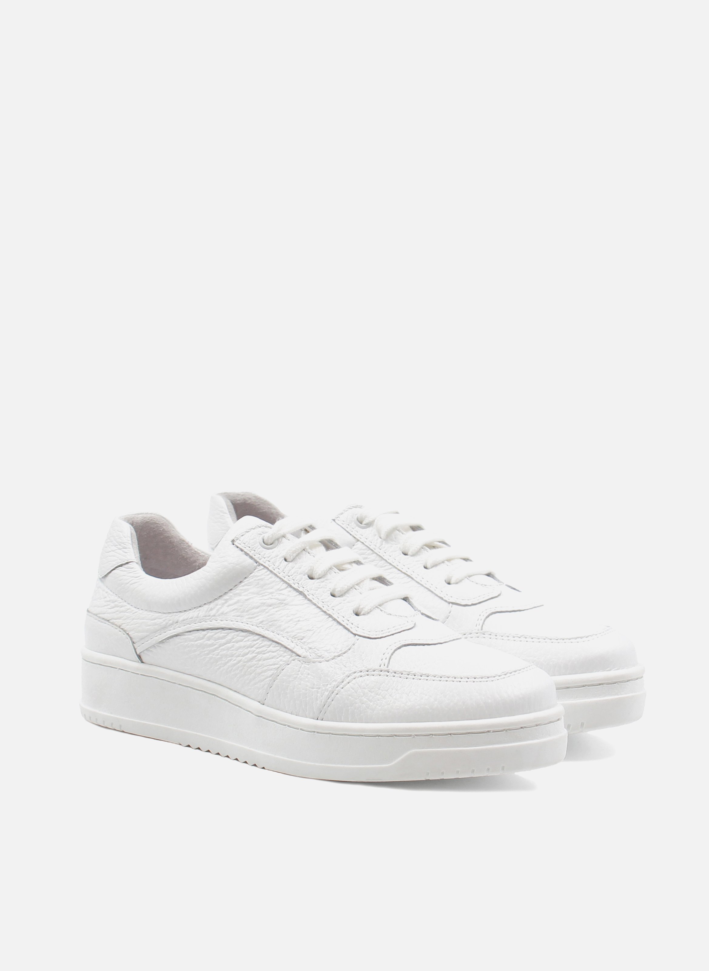 Vintage grained leather sneakers White