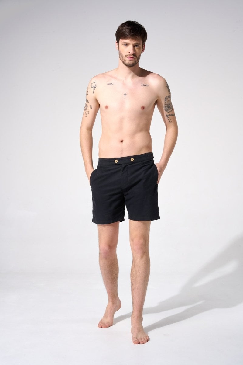 Plain swim shorts with flat waistband APNEE Black