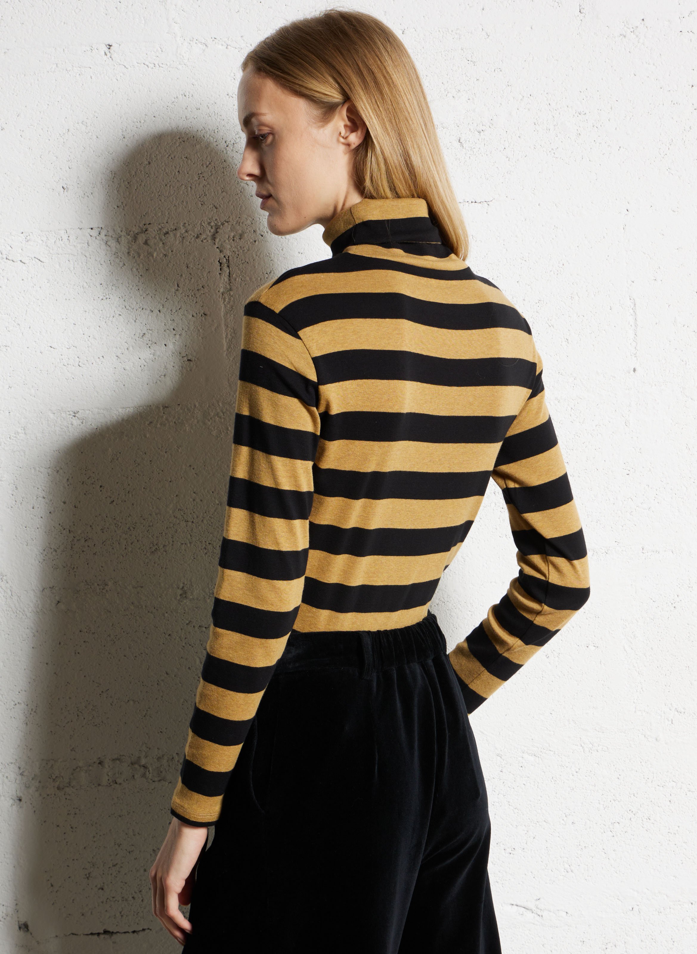 Striped cotton crewneck sweater NICE THINGS Black