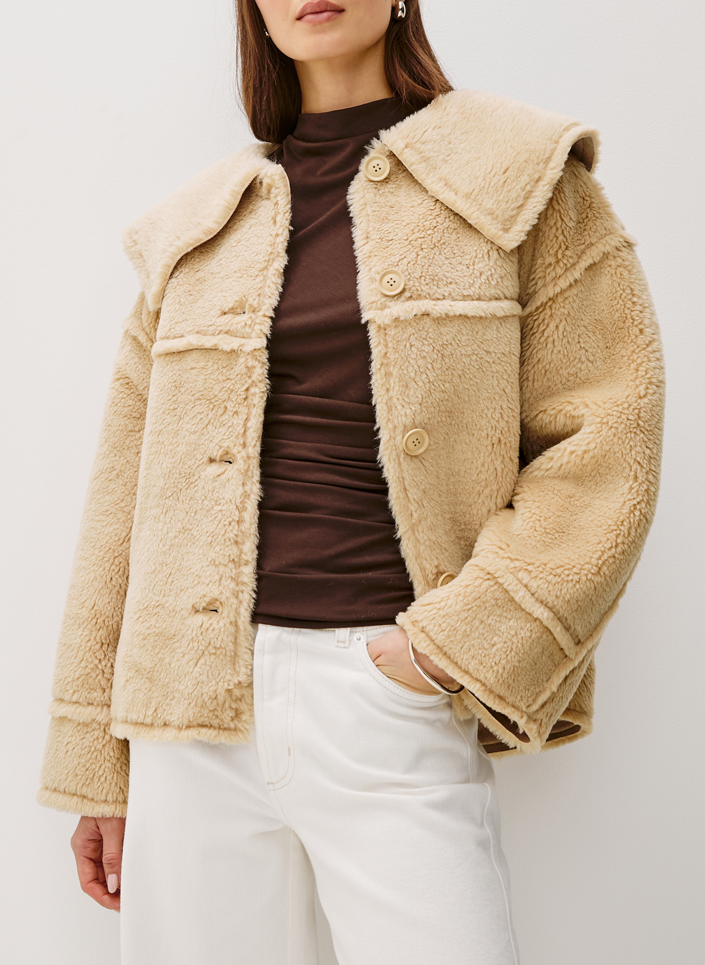 Veste ample en fausse fourrure RAILS Beige